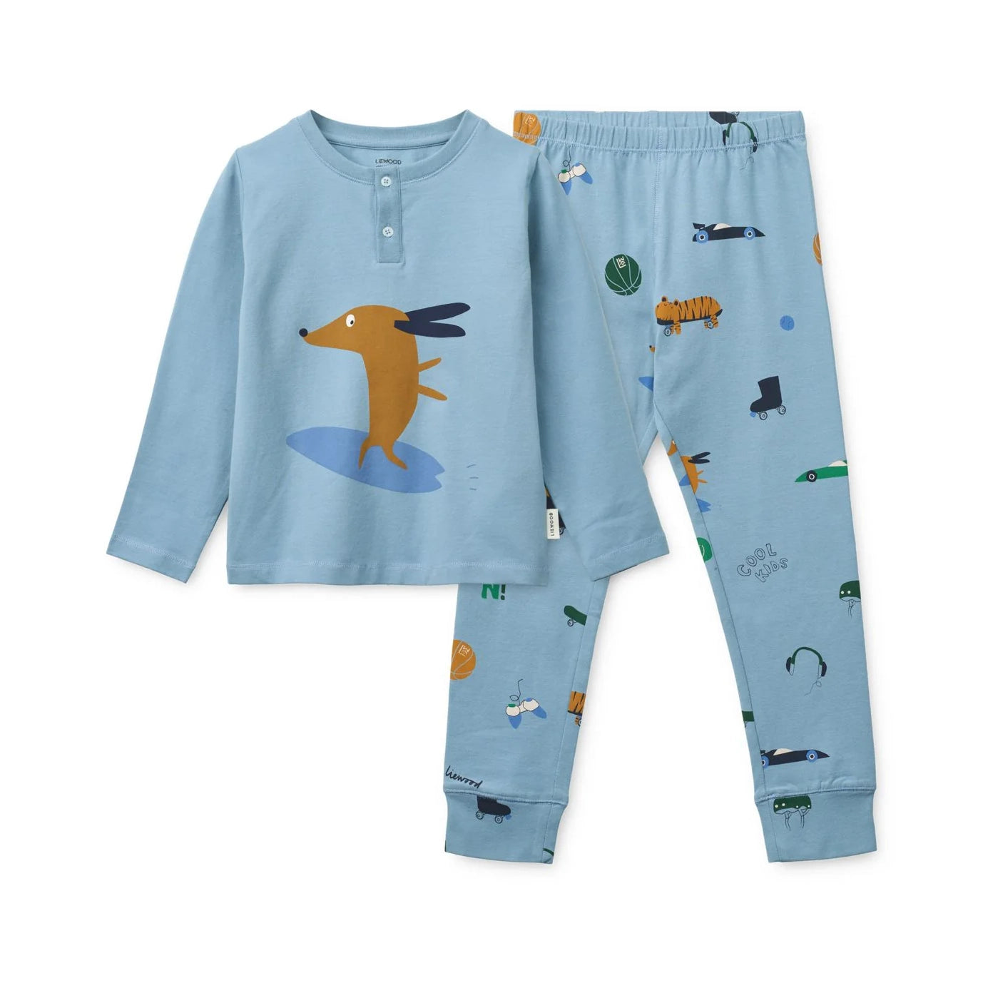 Liewood-Wilhelm Printed Pyjamas Set Dog / fun / beach blue / mix