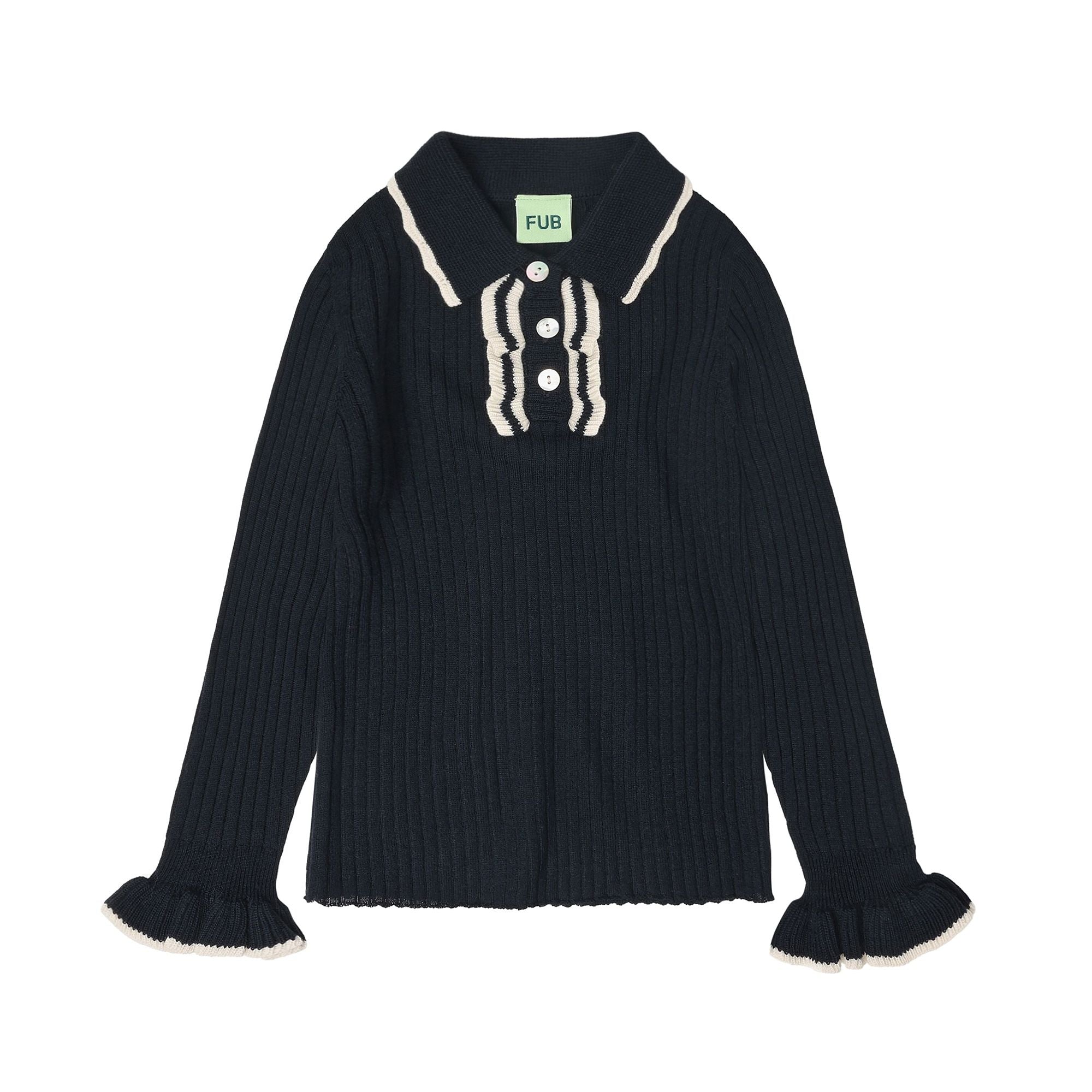 FUB-Girls Frill Polo dark navy