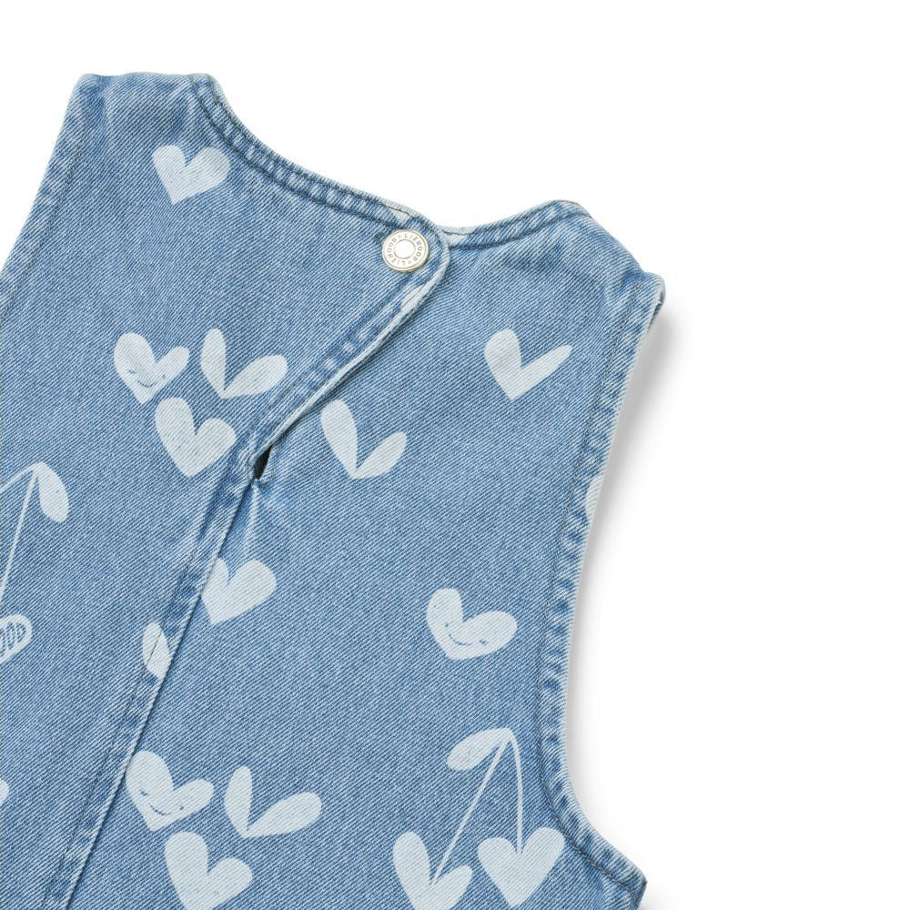 Liewood-Angelica Printed Denim frill Dress Sweethearts / light blue denim