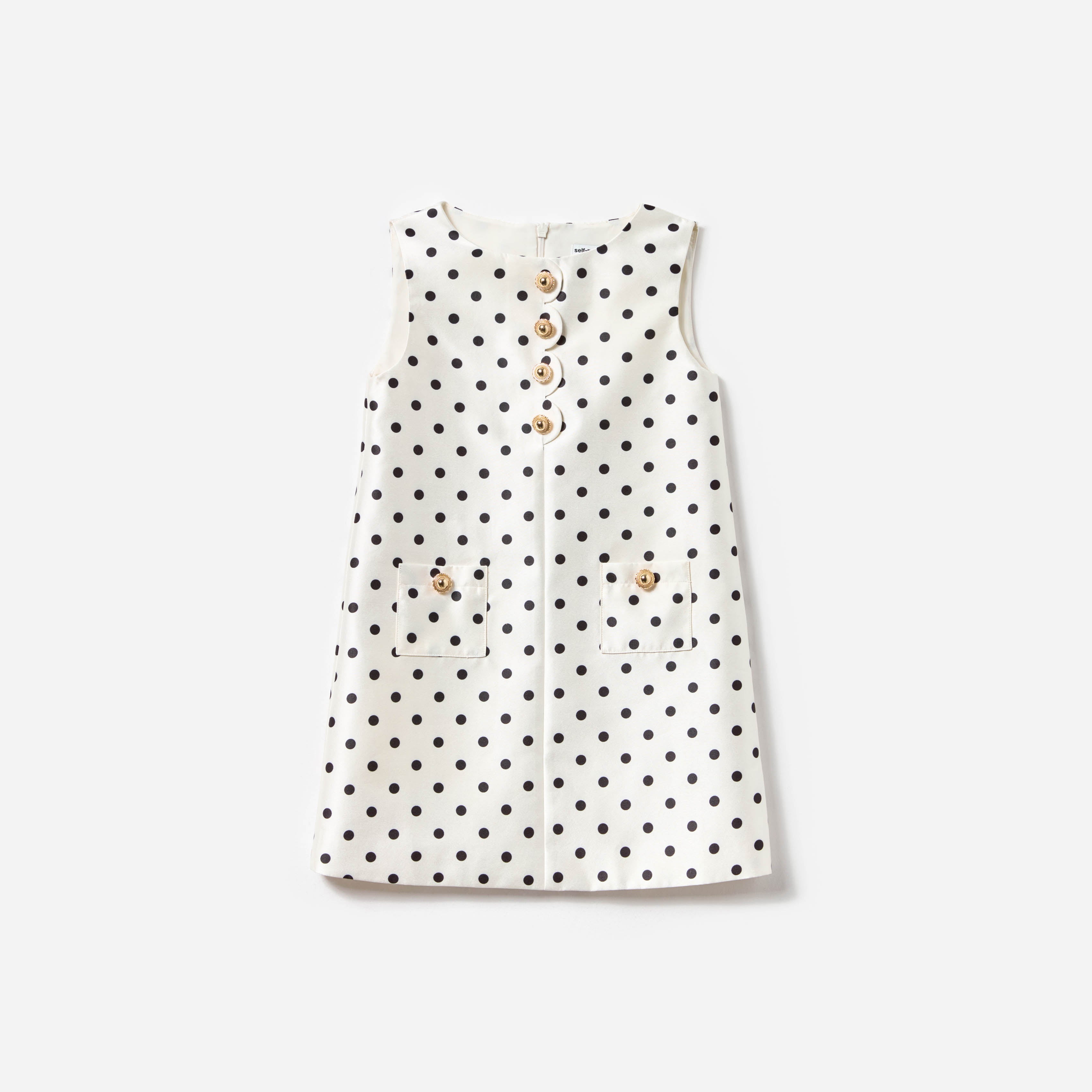 Self Portrait-CREAM SLEEVELESS POLKA DOT TAFFETA DRESS