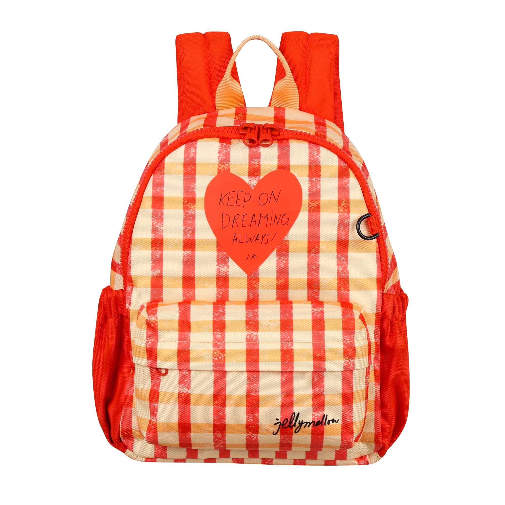 Jelly Mallow-Checked Heart Backpack Yellow