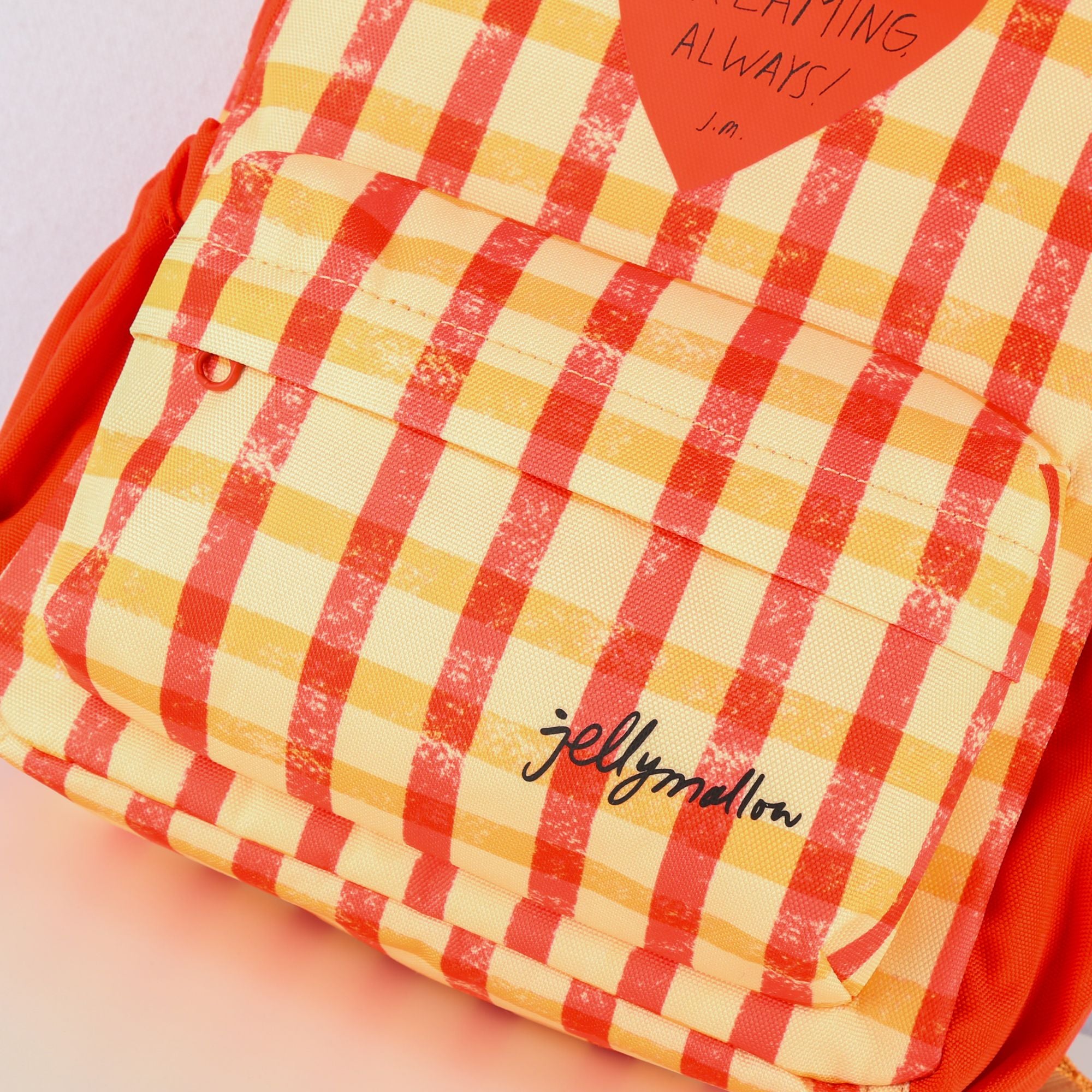 Jelly Mallow-Checked Heart Backpack Yellow