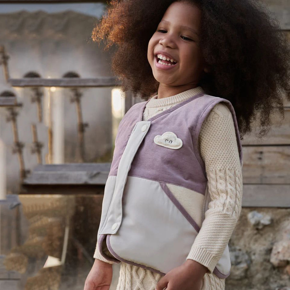 Petite Revery-Recycled Polyester & Corduroy Down Kids Vest Cloud