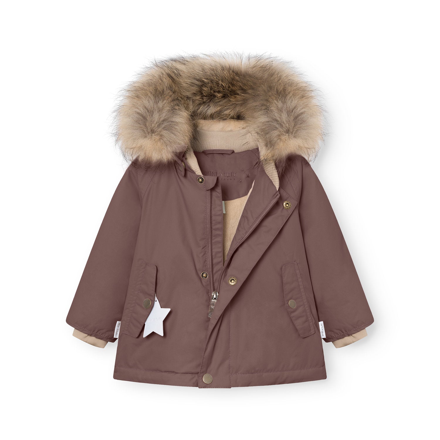 Mini A Ture-MATWALLY fleece lined winter jacket fur. GRS Peppercorn plum