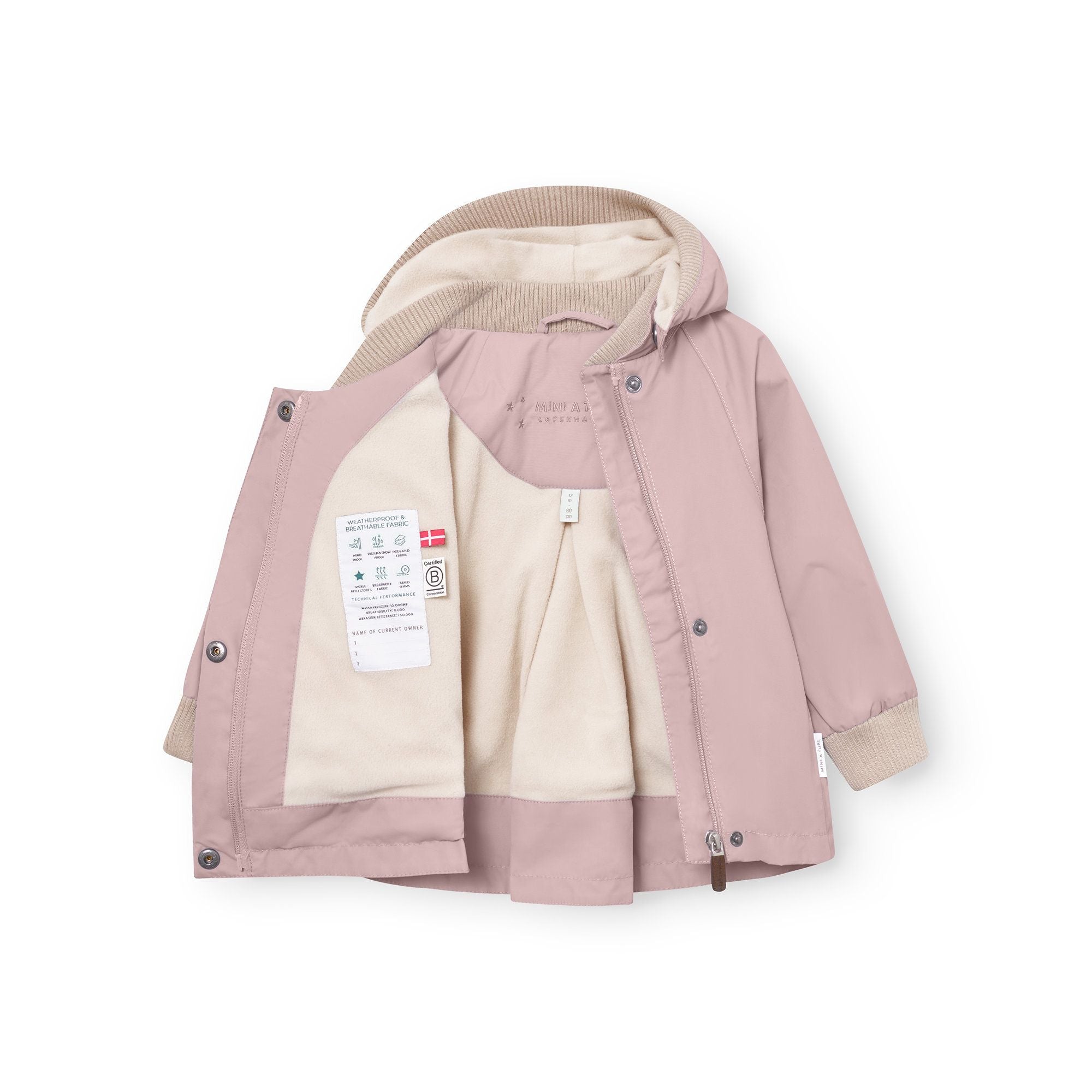 Mini A Ture-MATWIAMI fleece lined jacket. GRS Rose smoke