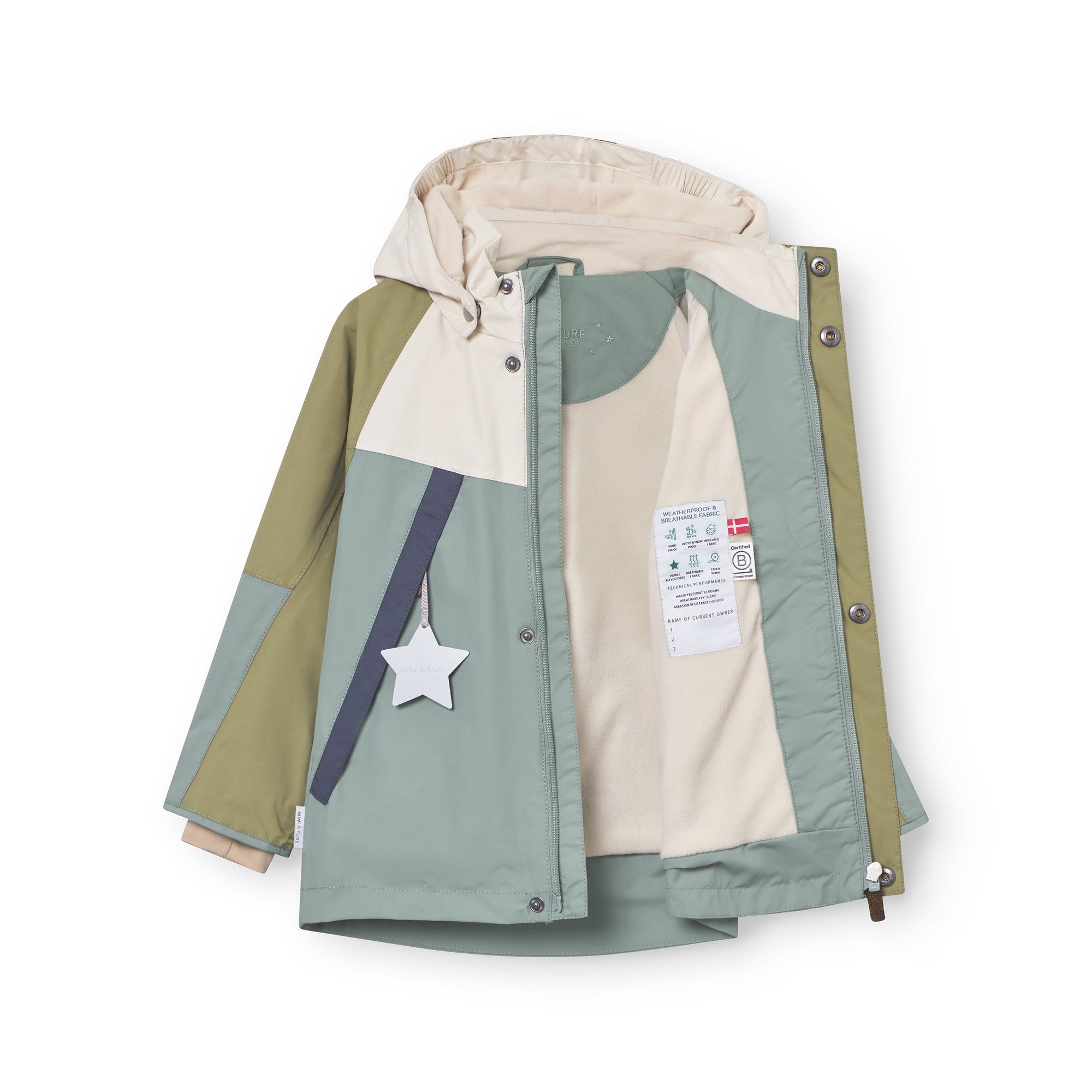 Mini A Ture-MATVALON fleece lined jacket. GRS Granite green col. b.