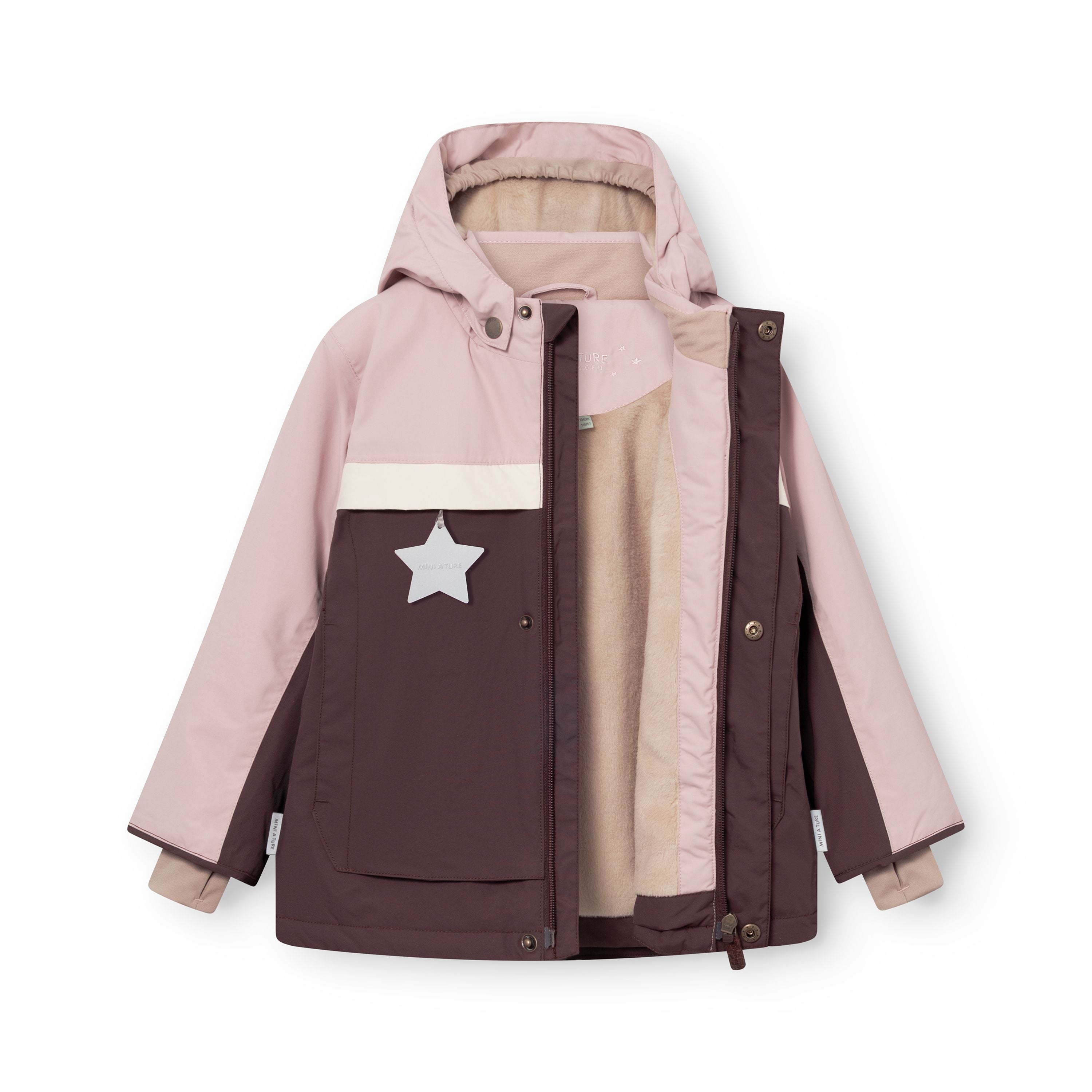 Mini A Ture-MATWALDO fleece lined winter jacket. GRS Aubergine - Adobe rose