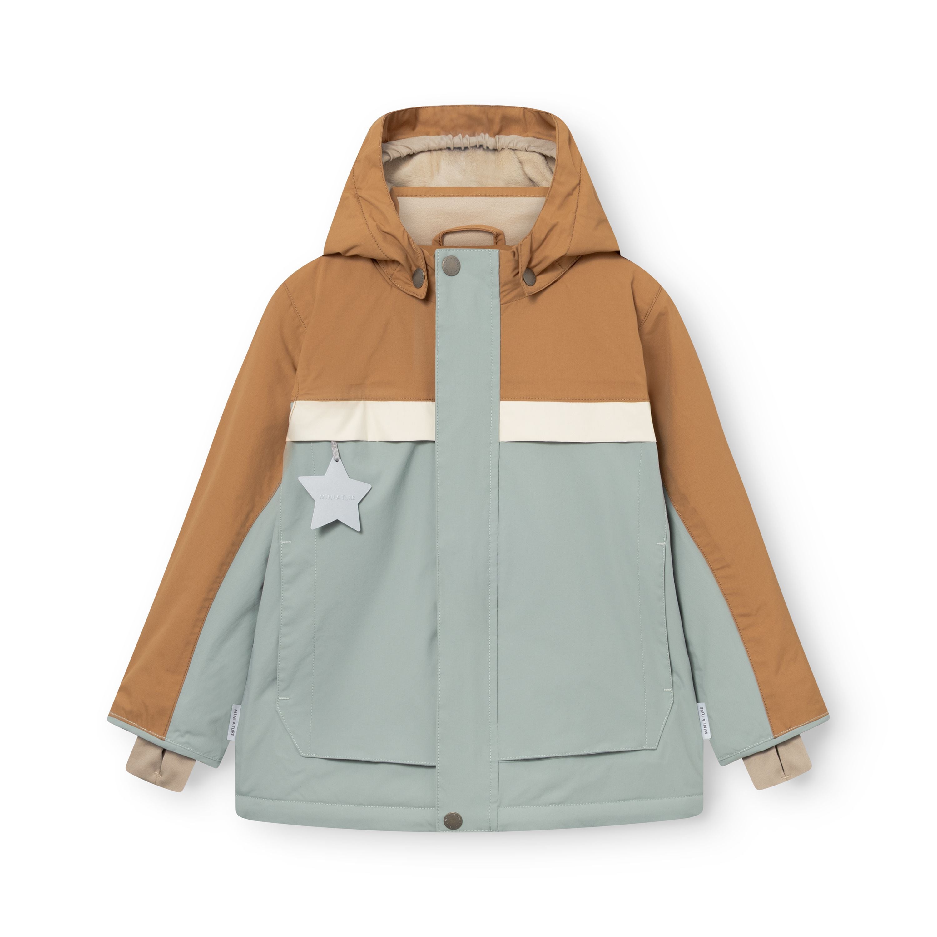Mini A Ture-MATWALDO fleece lined winter jacket. GRS Slate gray - Brown sugar