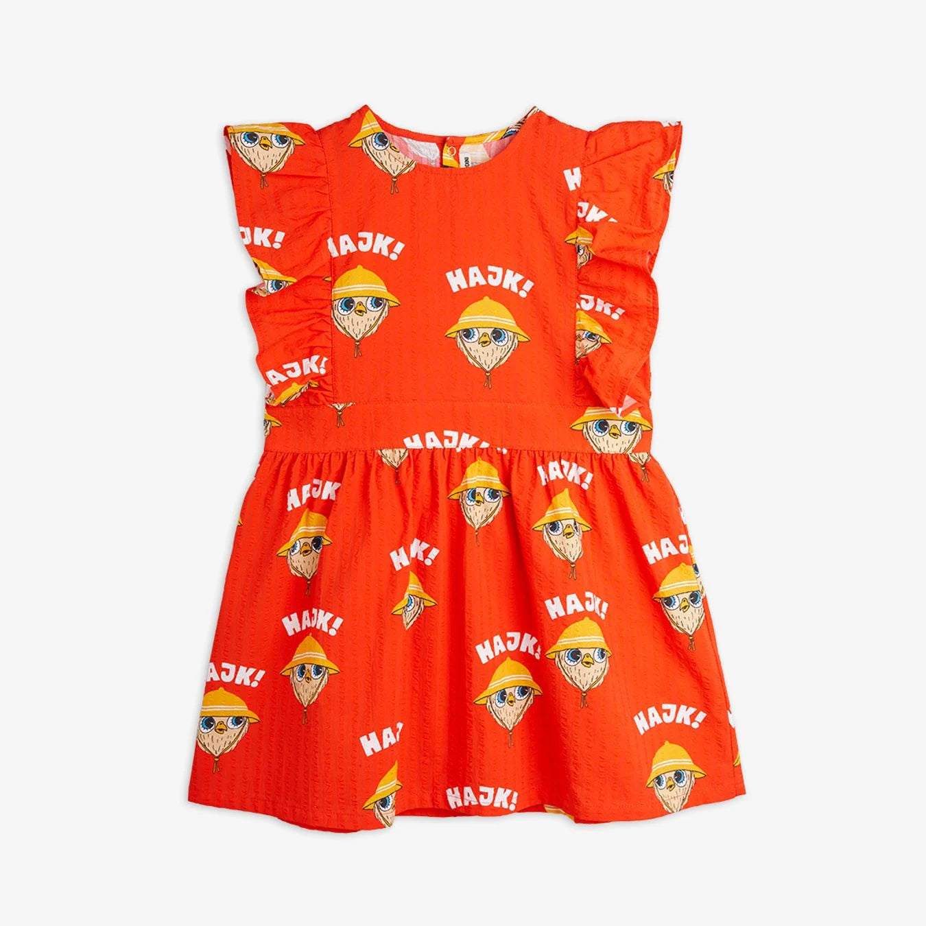 Hike aop woven ruffle dress-Red