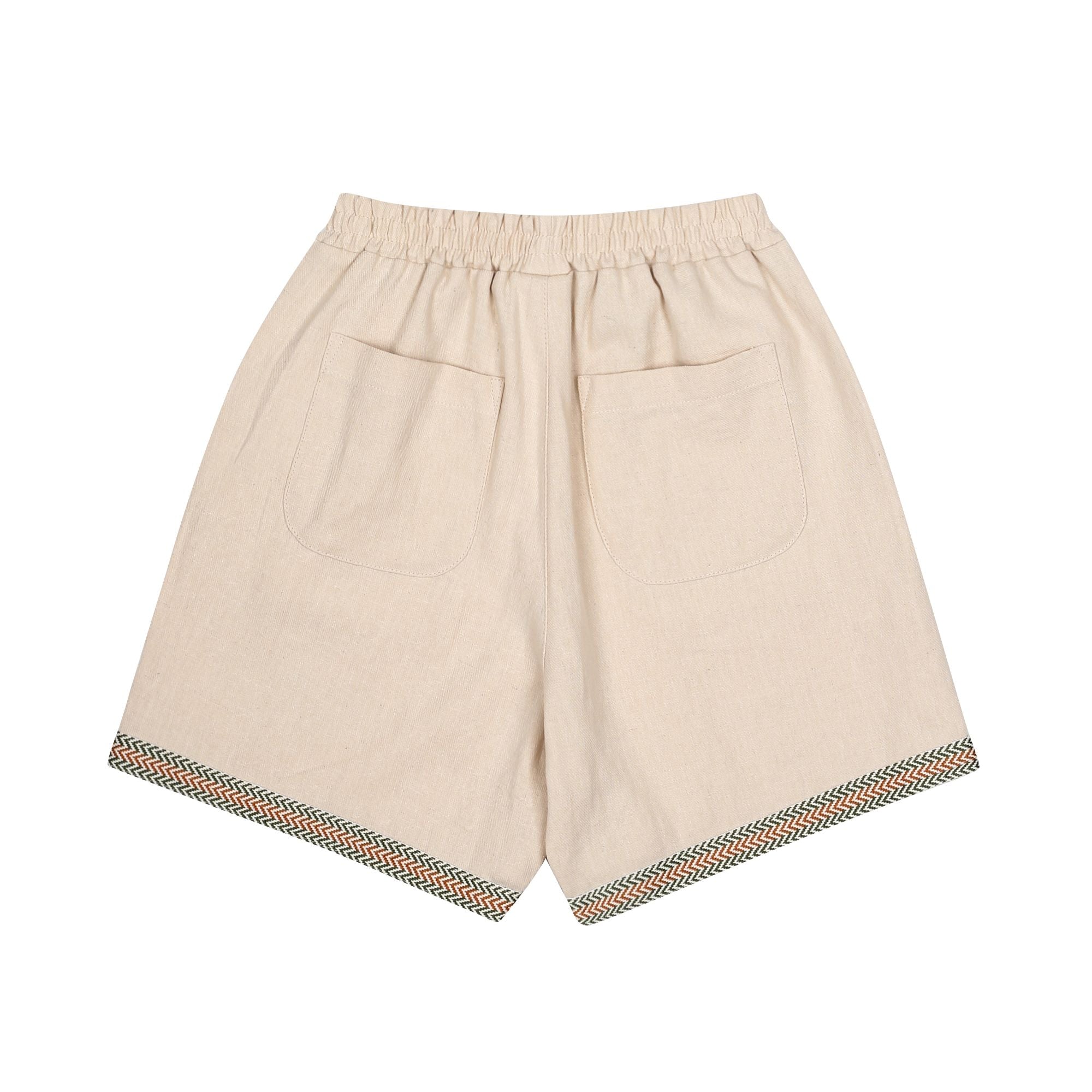 Jelly Mallow-Avocado Island Linen Shorts Cream