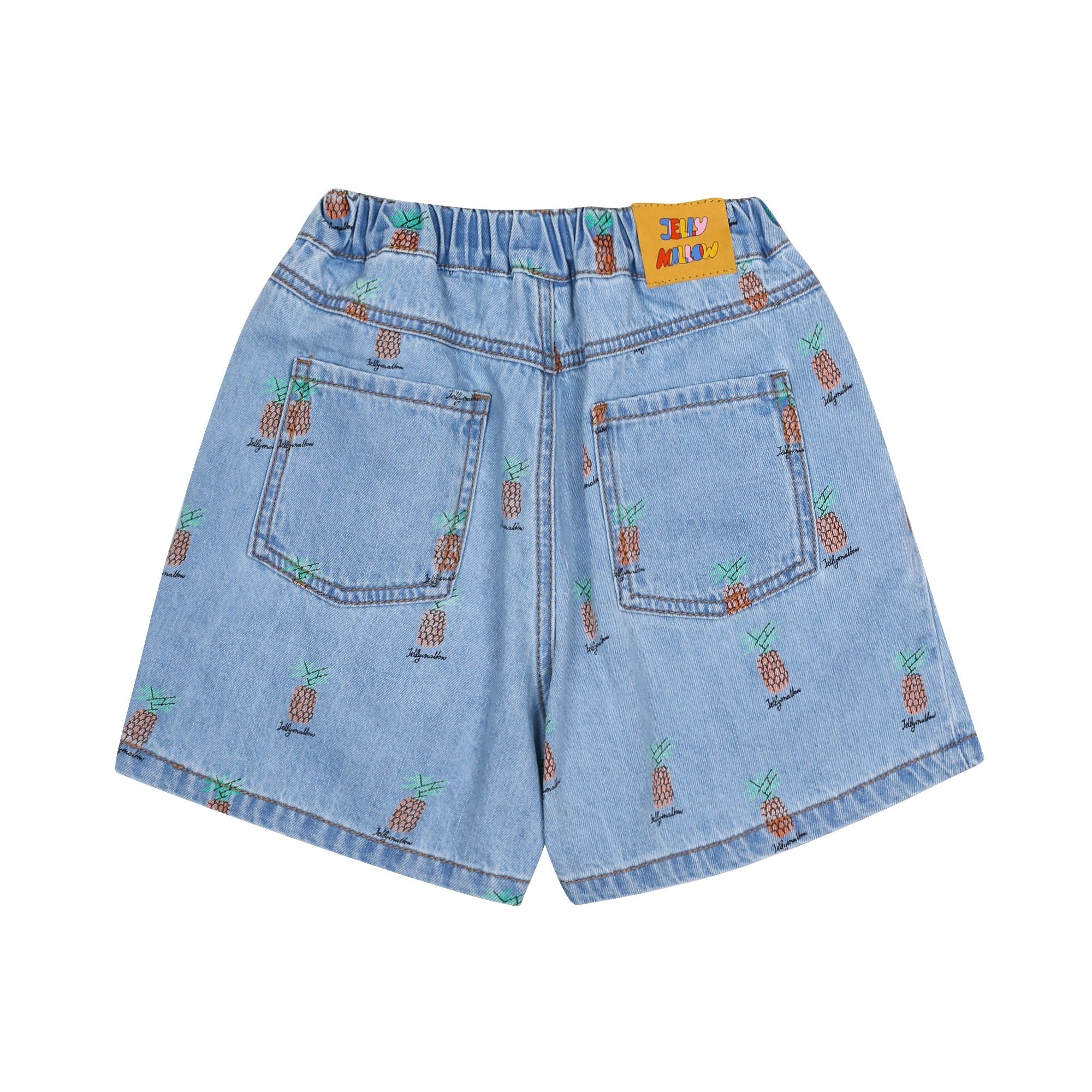 Jelly Mallow-Pineapple Denim Shorts Light Blue