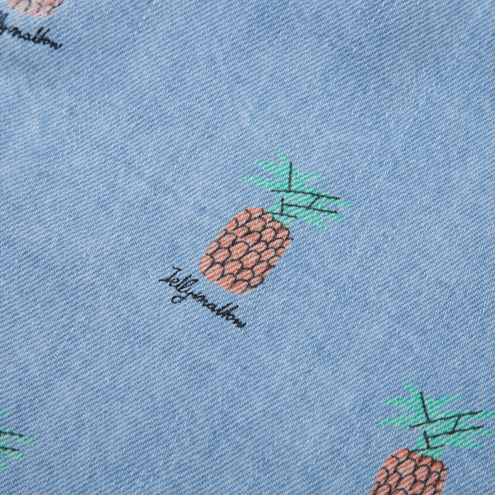 Jelly Mallow-Pineapple Denim Shorts Light Blue