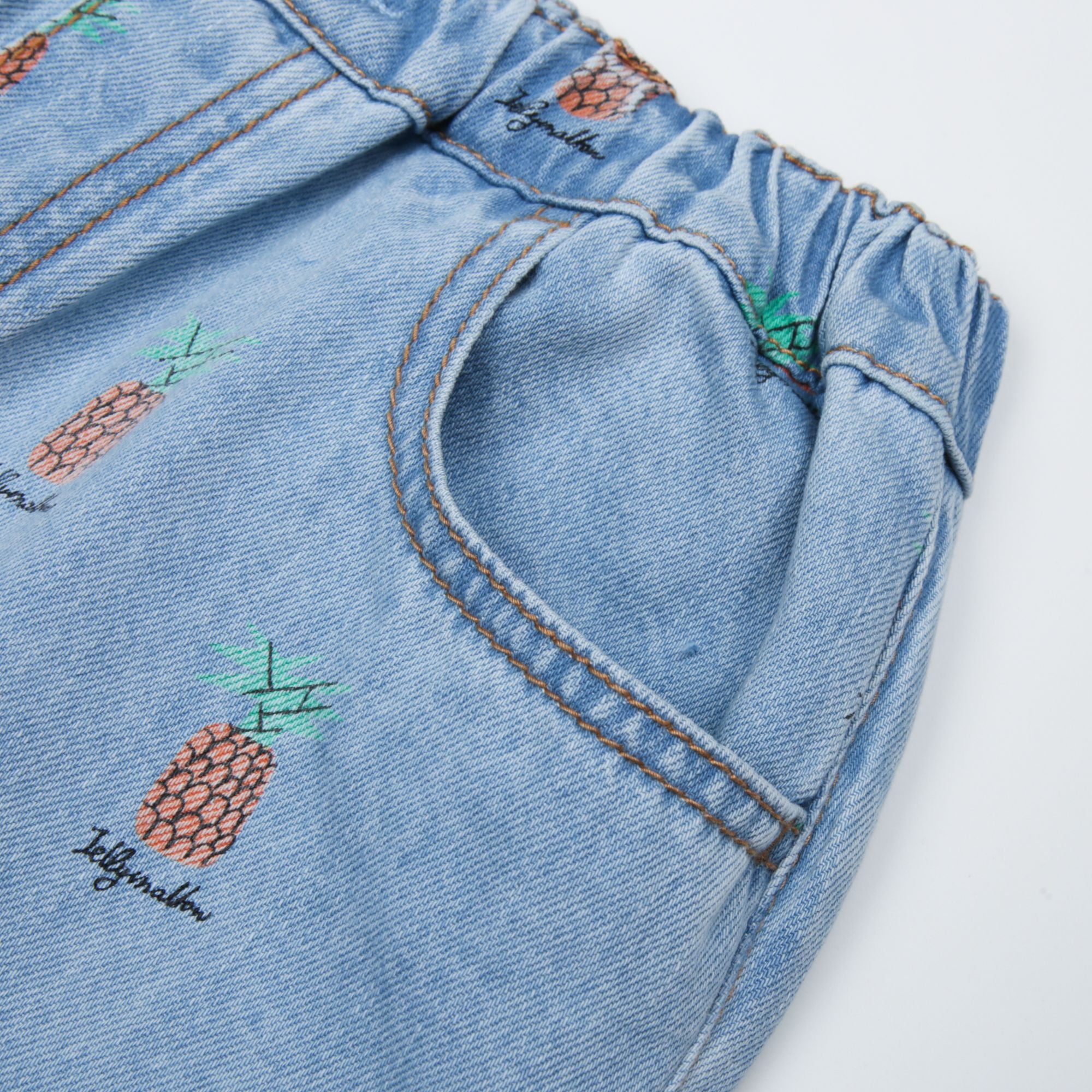Jelly Mallow-Pineapple Light Denim Pants Light Blue