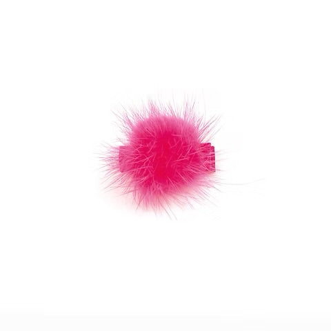 Olilia-Small Mink Puff Clip-Hot Pink