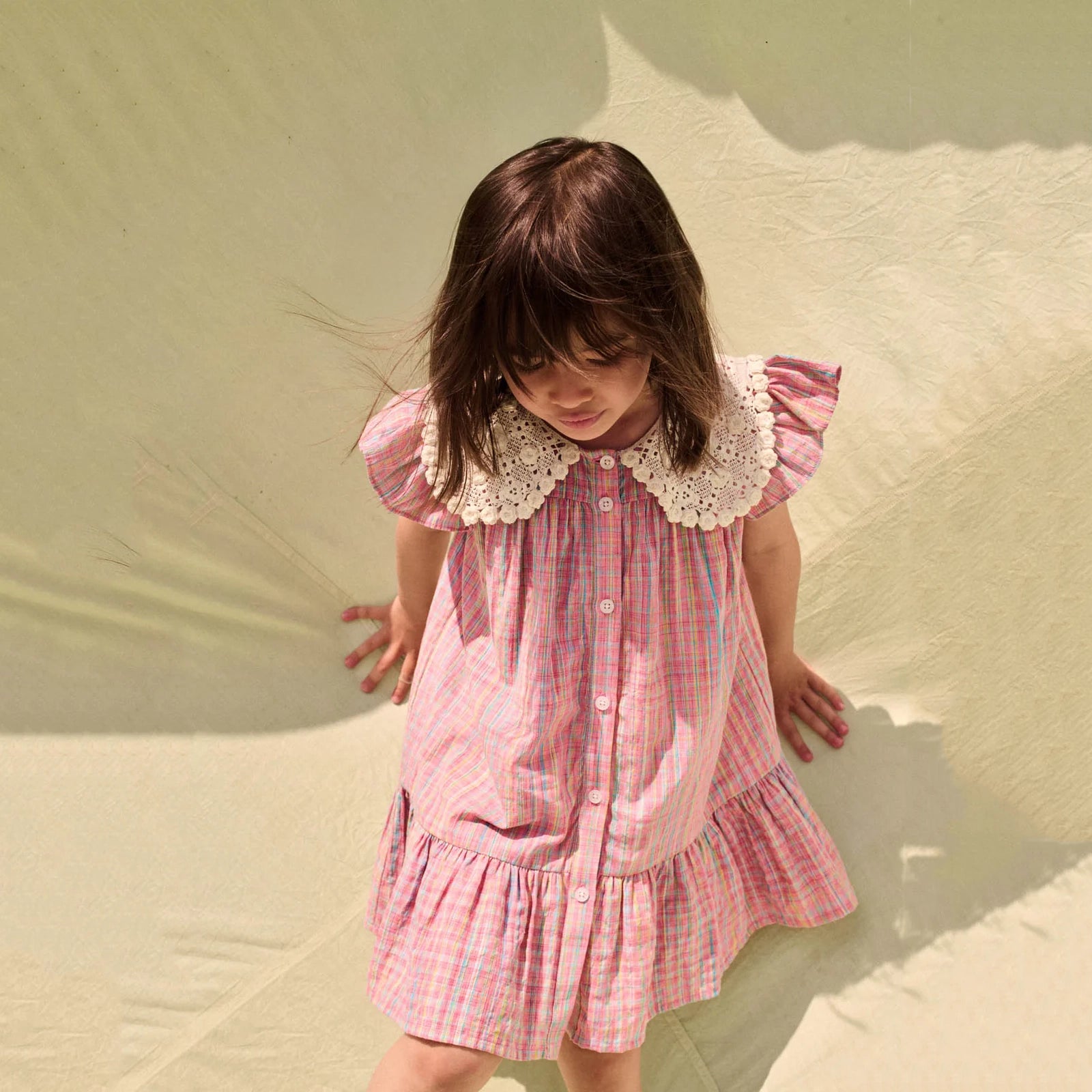 Louise Misha-Girls Dress Vaina Pink Pomelo Checks