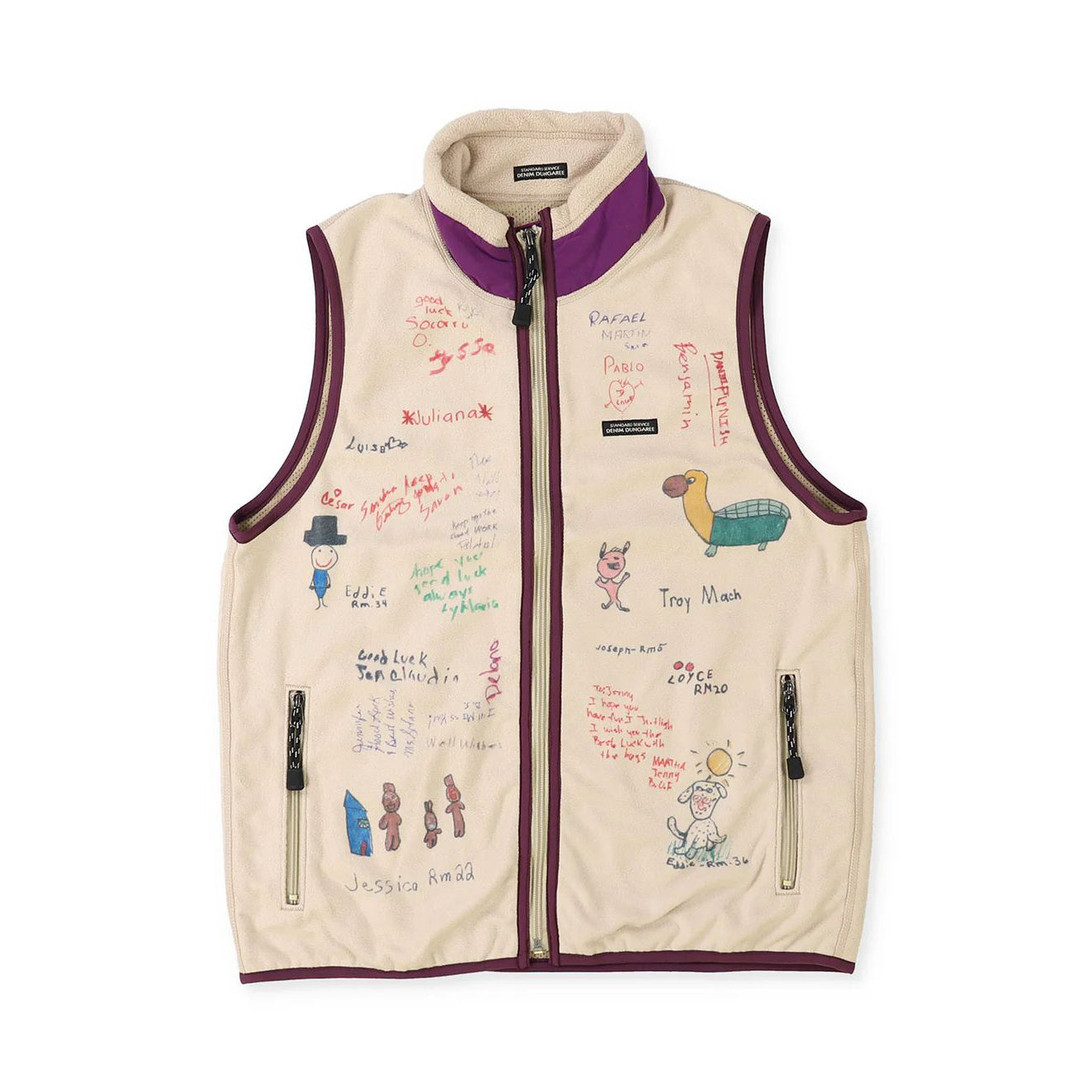 Denim Dungaree-Kids Off White Fleece Remake Vest