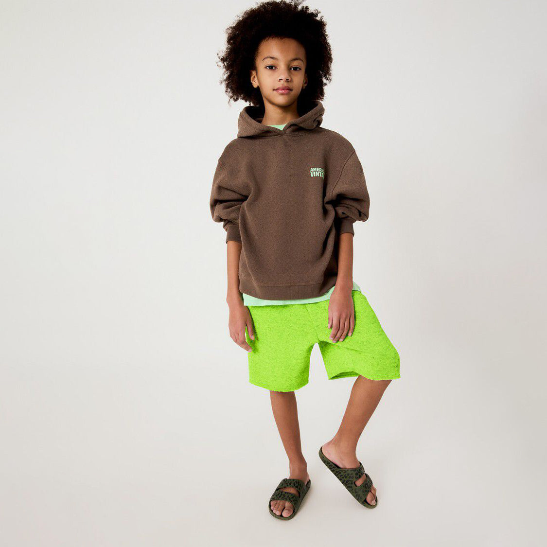 American Vintage-Kids Short Bermuda Ample Jaune Fluo Surteint