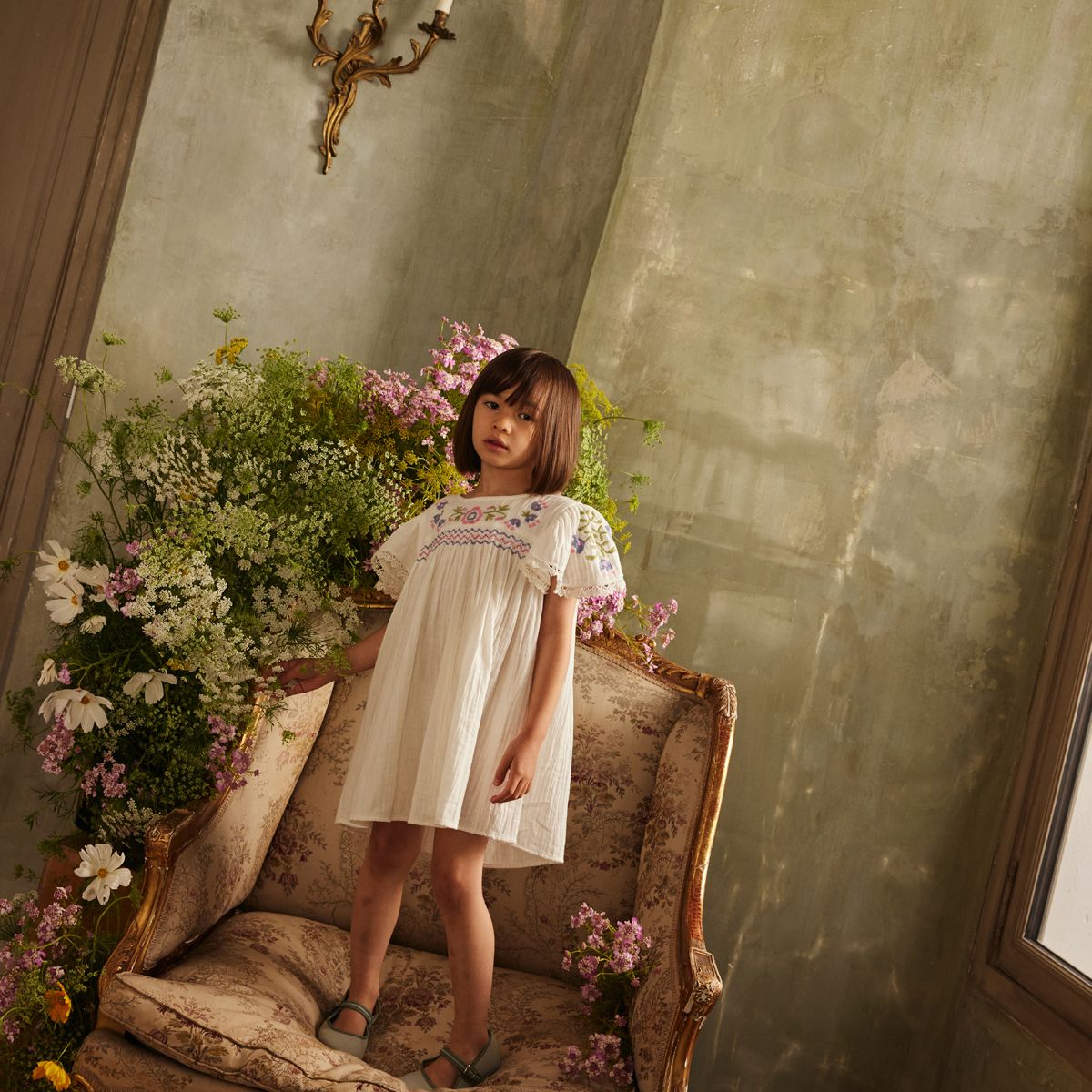 Louise Misha-Girls Dress Ana Off White
