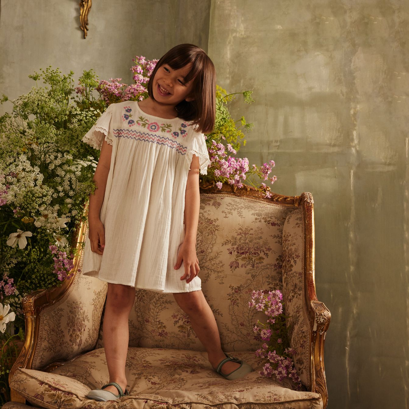 Louise Misha-Girls Dress Ana Off White