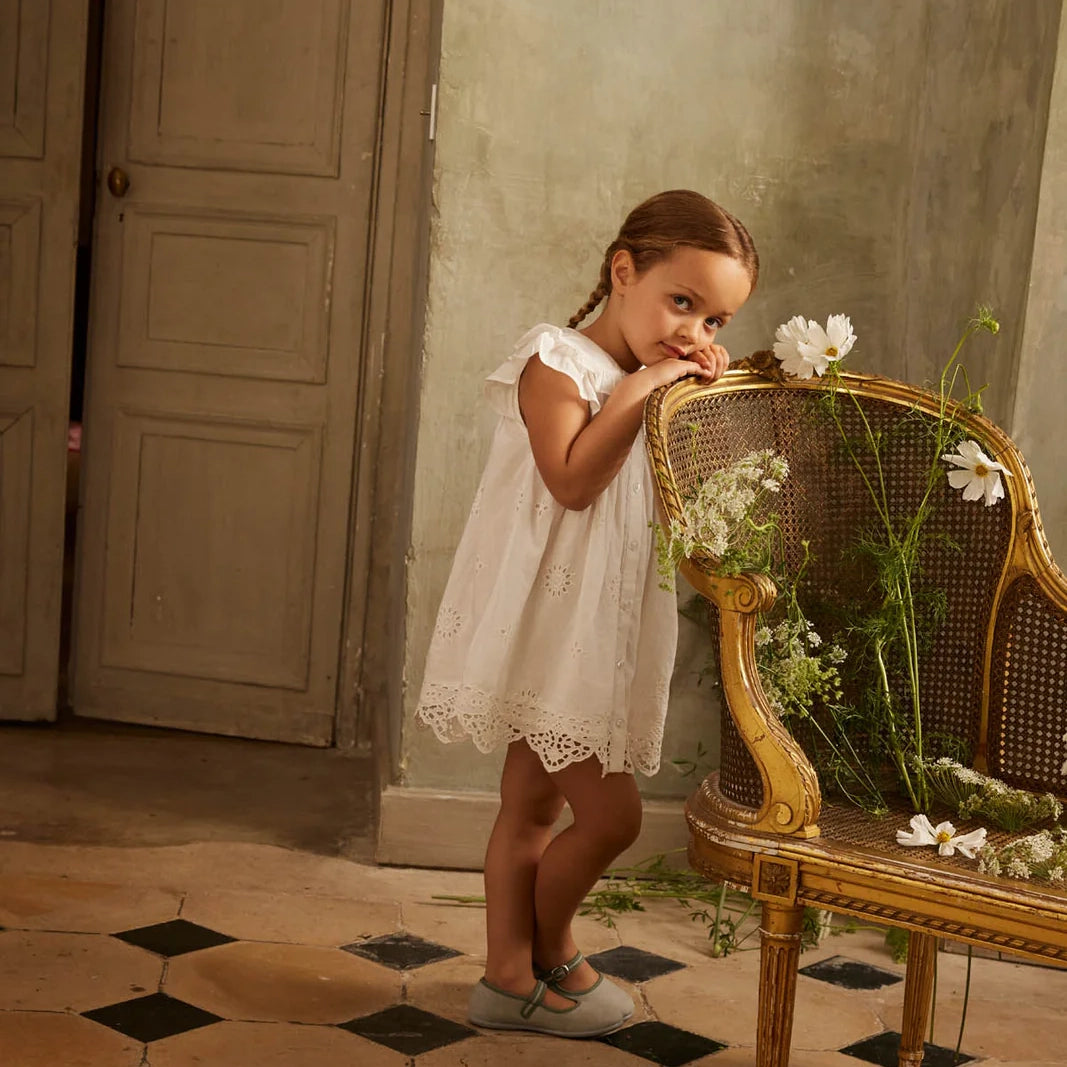 Louise Misha-Girls Dress Mia Off White Schiffli