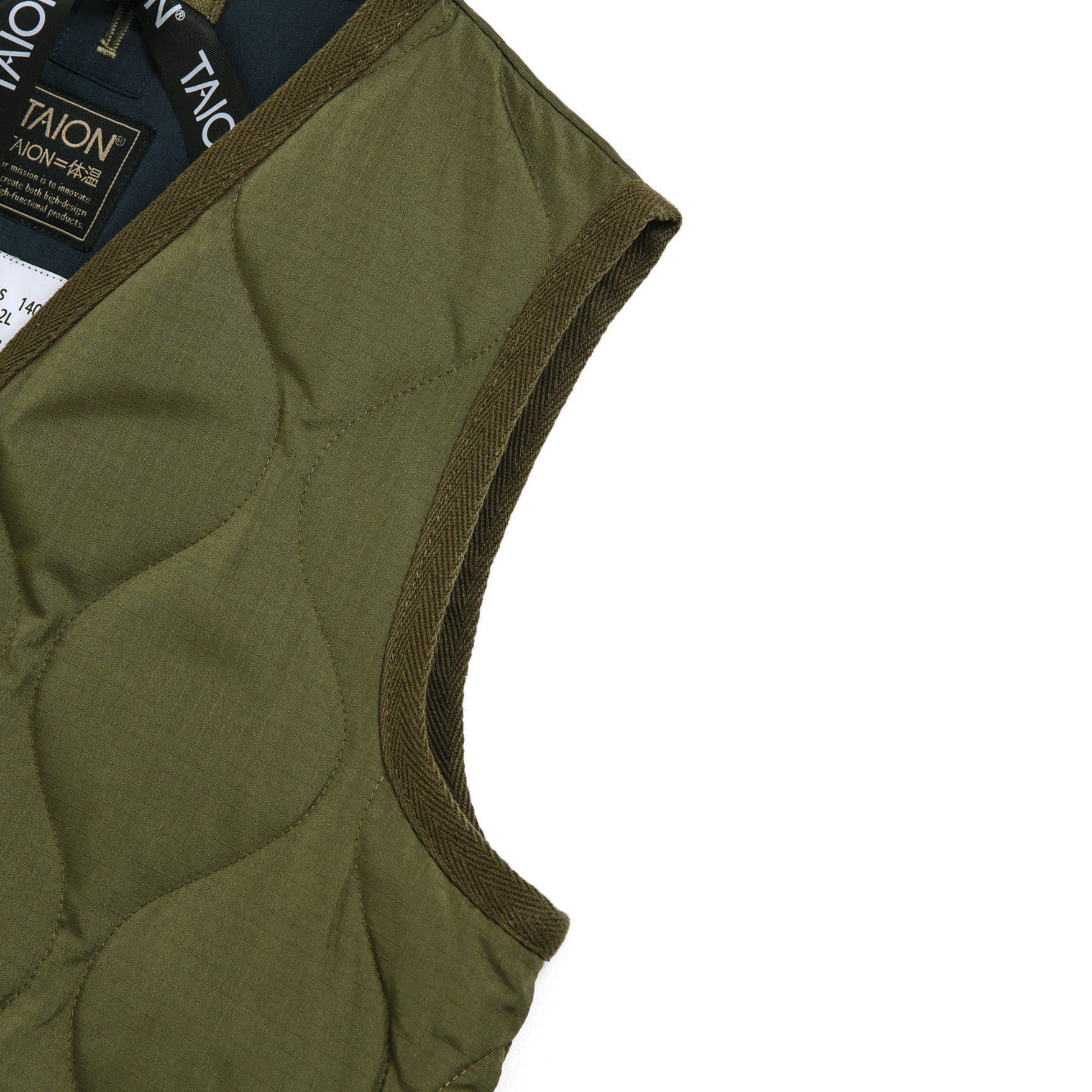 Taion-Kids Military Zip V Neck Down Vest Dark Olive
