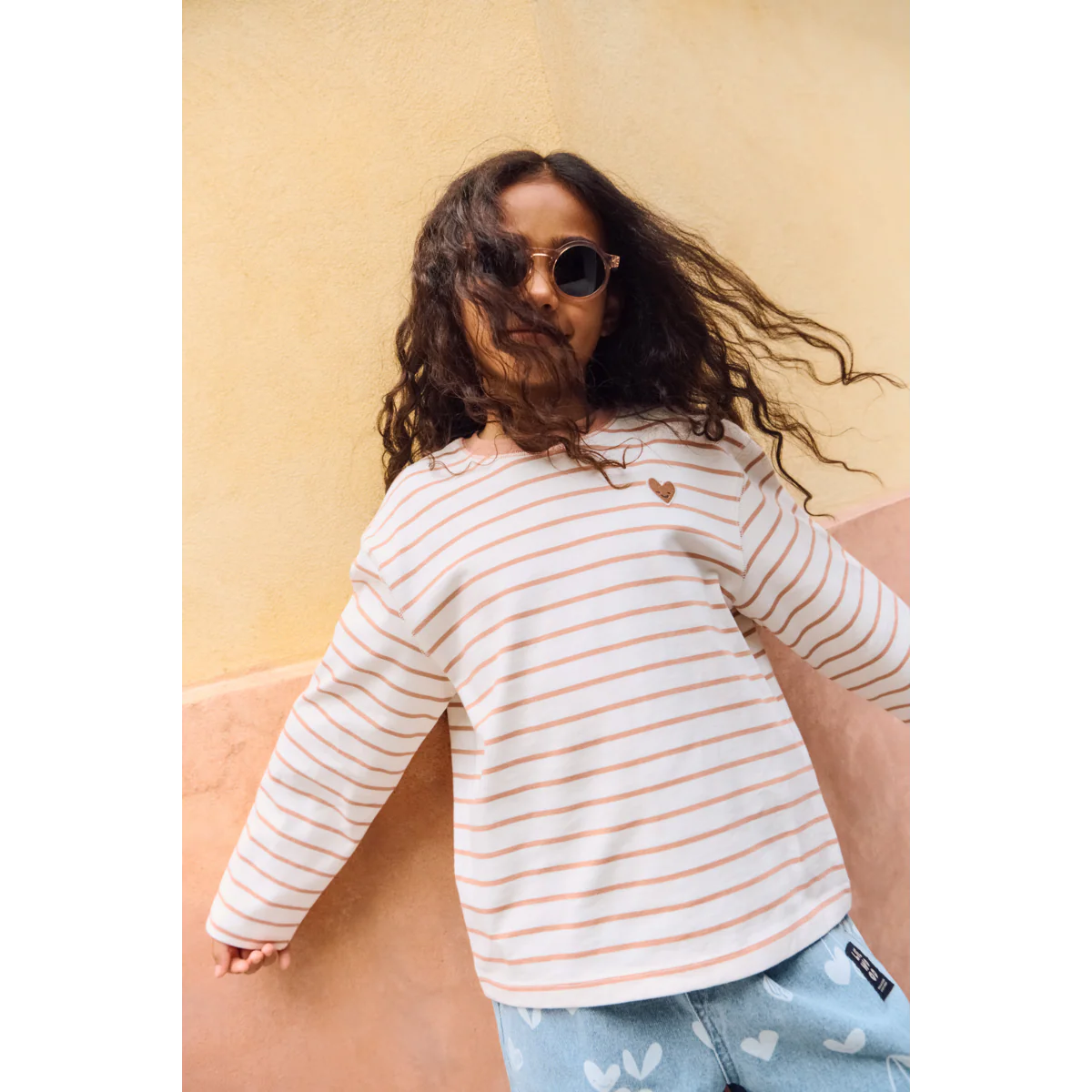 Liewood-Tyler Stripe LS T-shirt Heart Tuscany rose / Creme de la creme