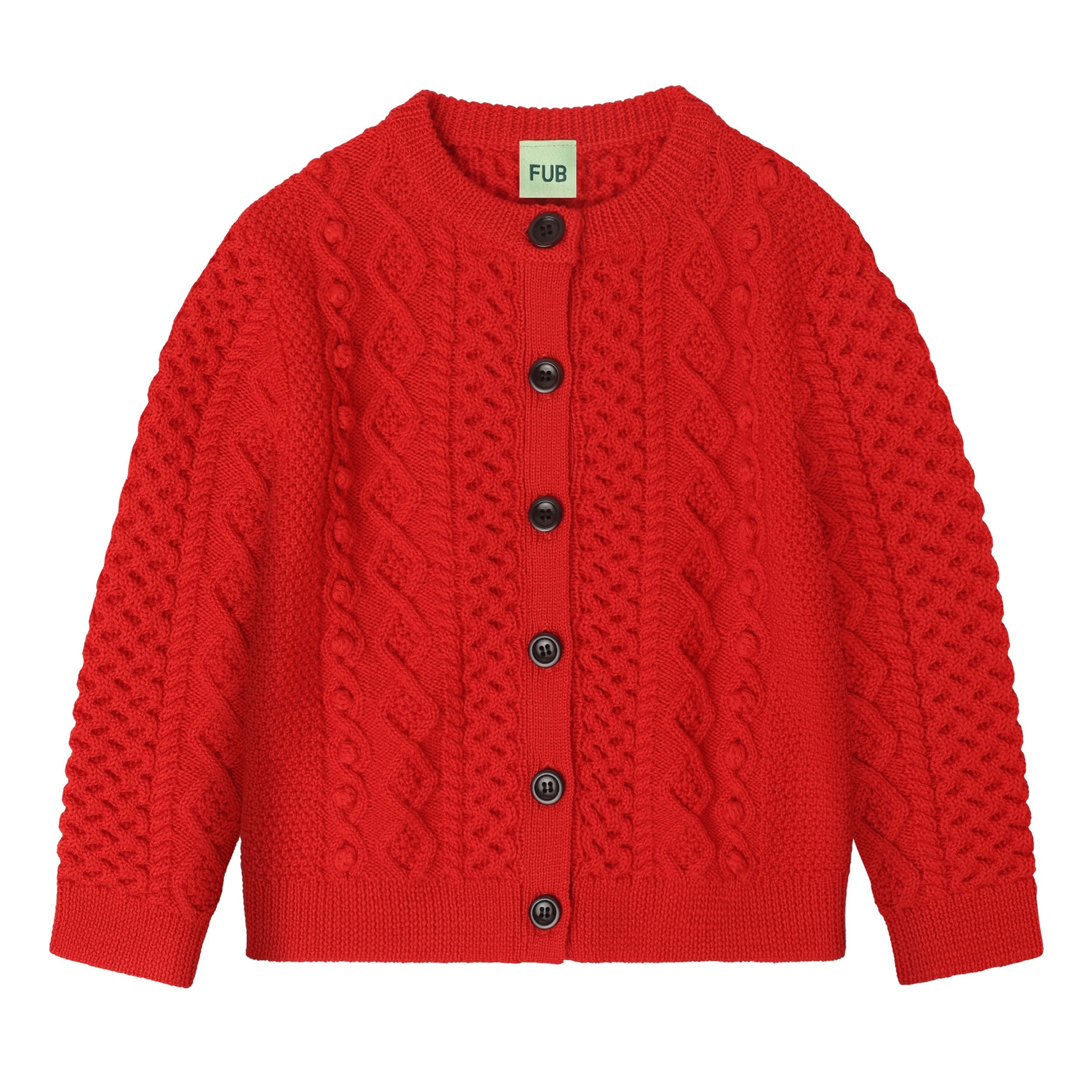 FUB-Kids Aran Cardigan signal red