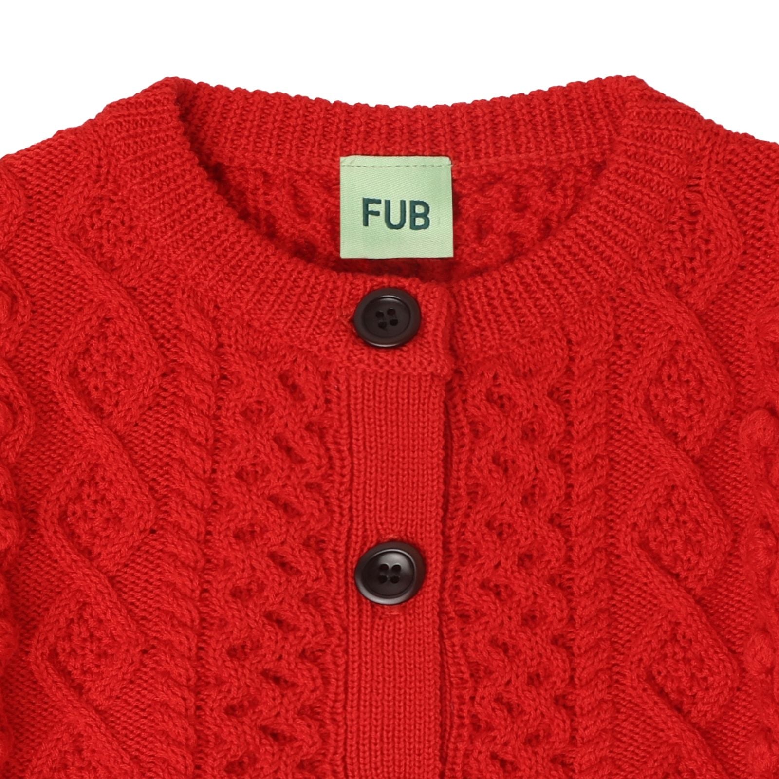 FUB-Kids Aran Cardigan signal red
