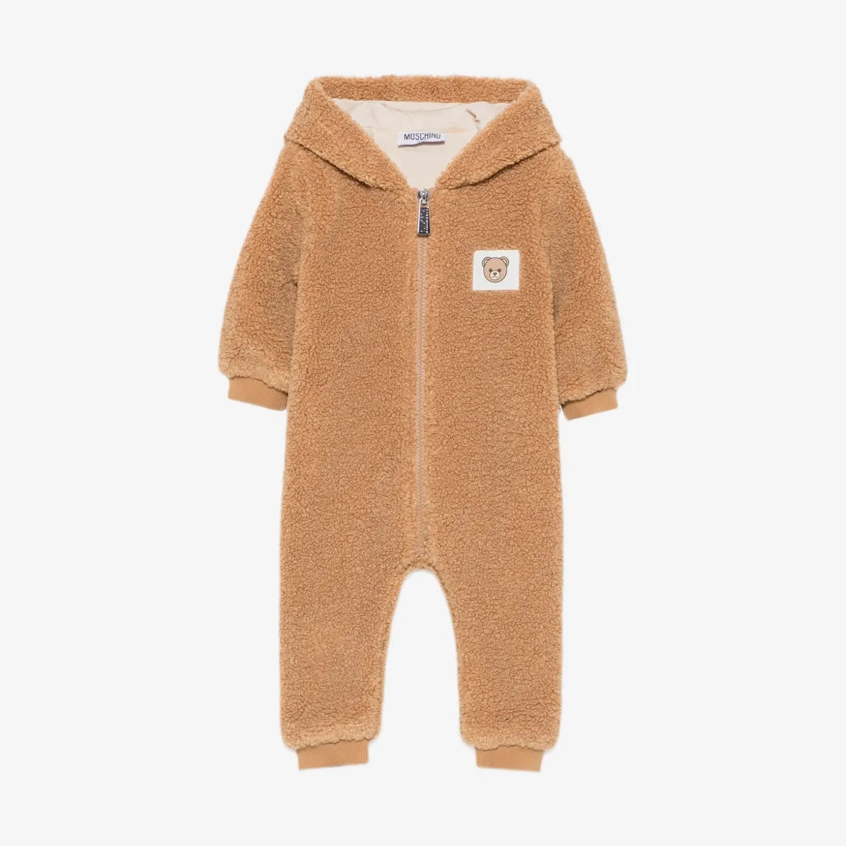 Moschino-Baby Fuzzy Snowsuit W Bear Patch Bear Brown