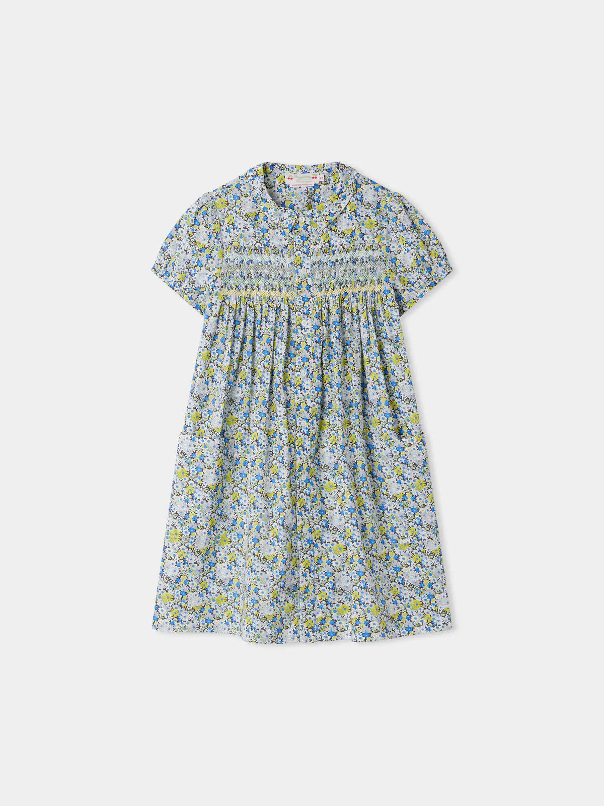 ROBE SMOCKEE CANDICE-FL BLEU