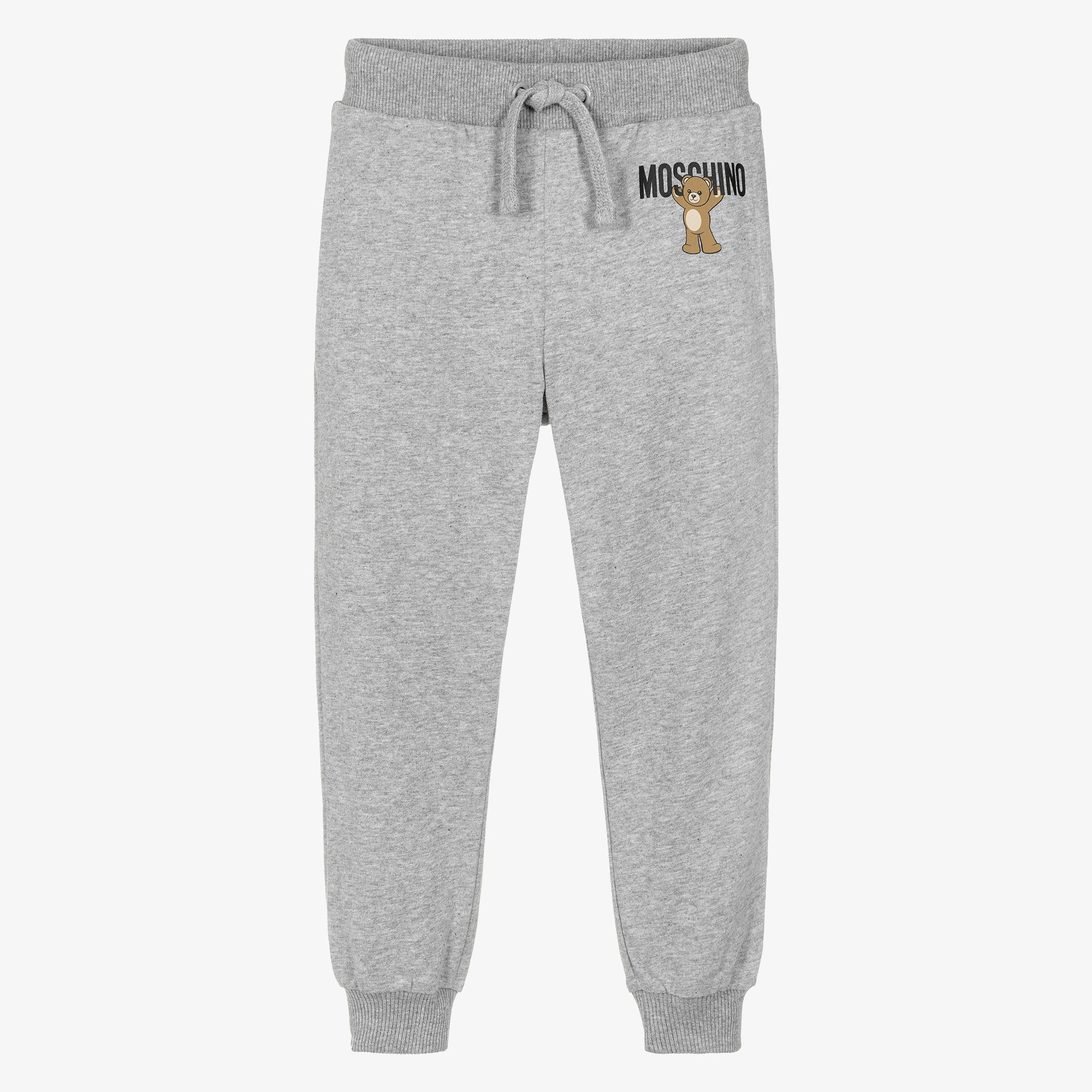Moschino-Kids Grey Marl Teddy Bear Logo Joggers