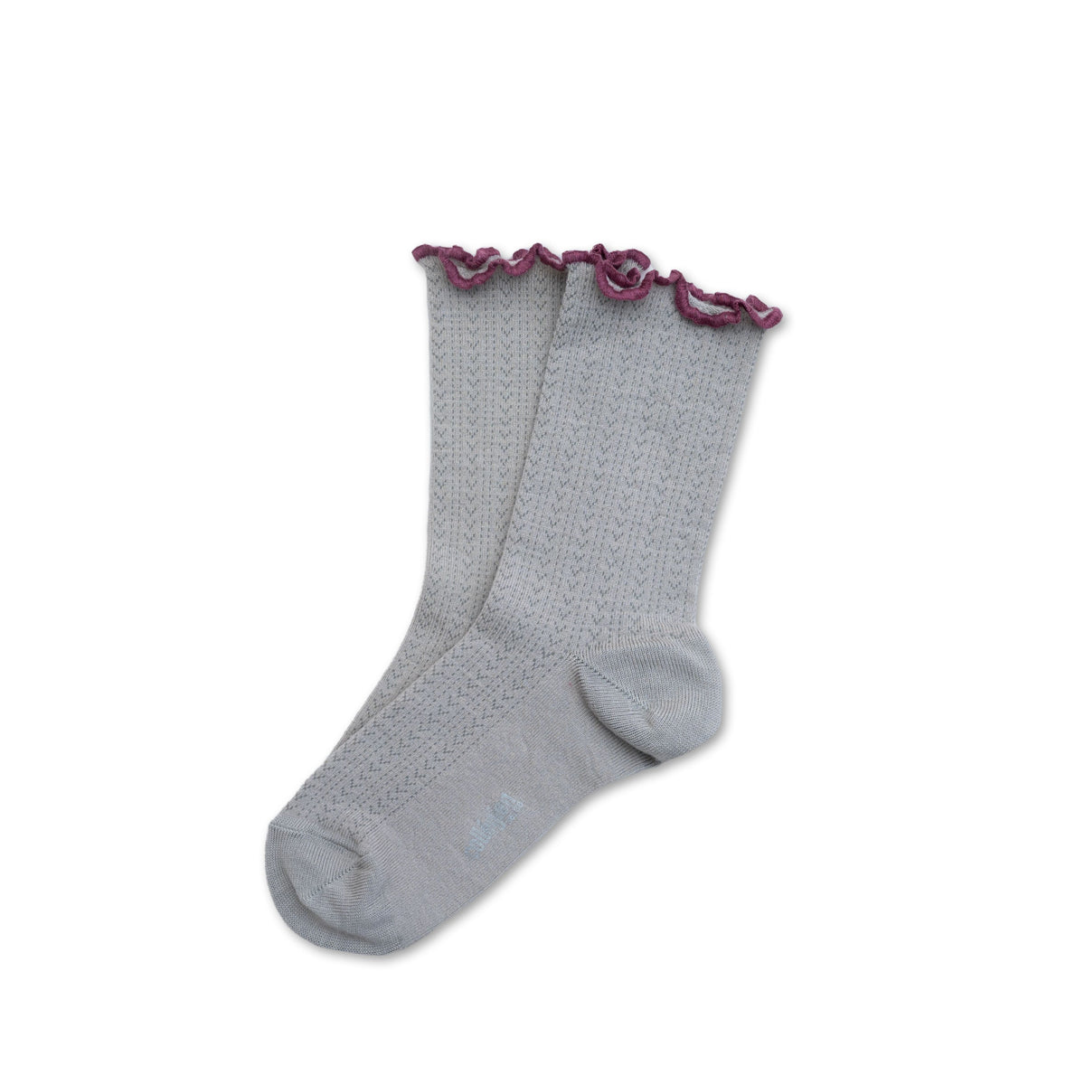 Collégien-Ambre Lettuce Trim Pointelle Merino Wool Socks Gris Perle