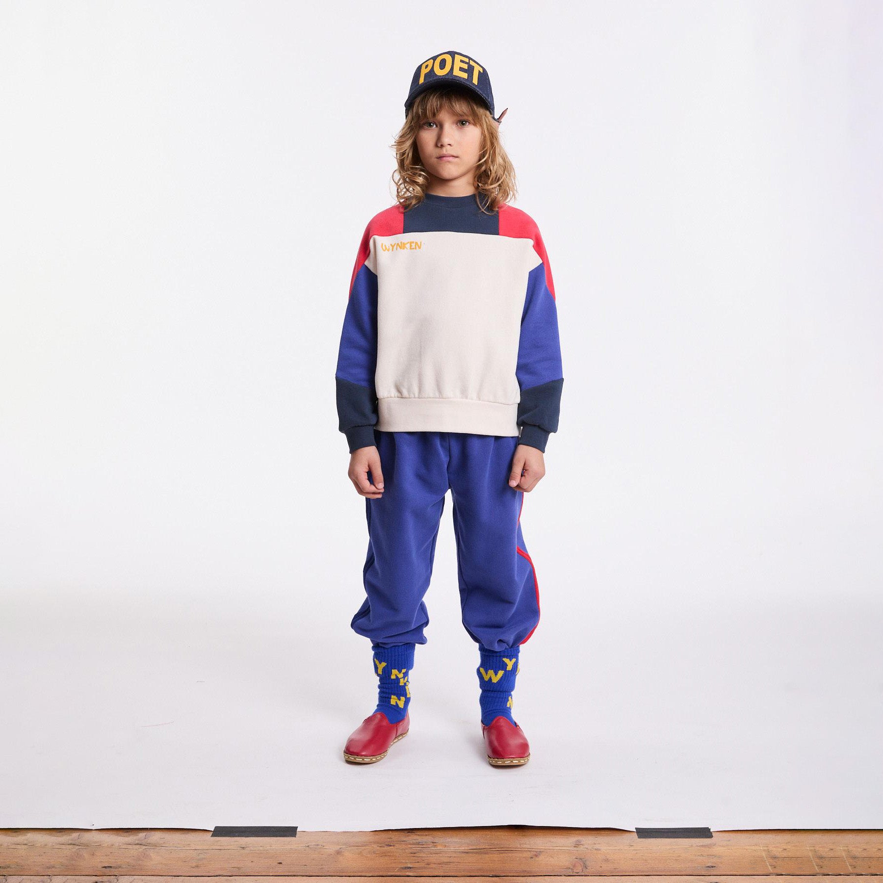Wynken-Kids Studio Pant Ecru Indigo Blue