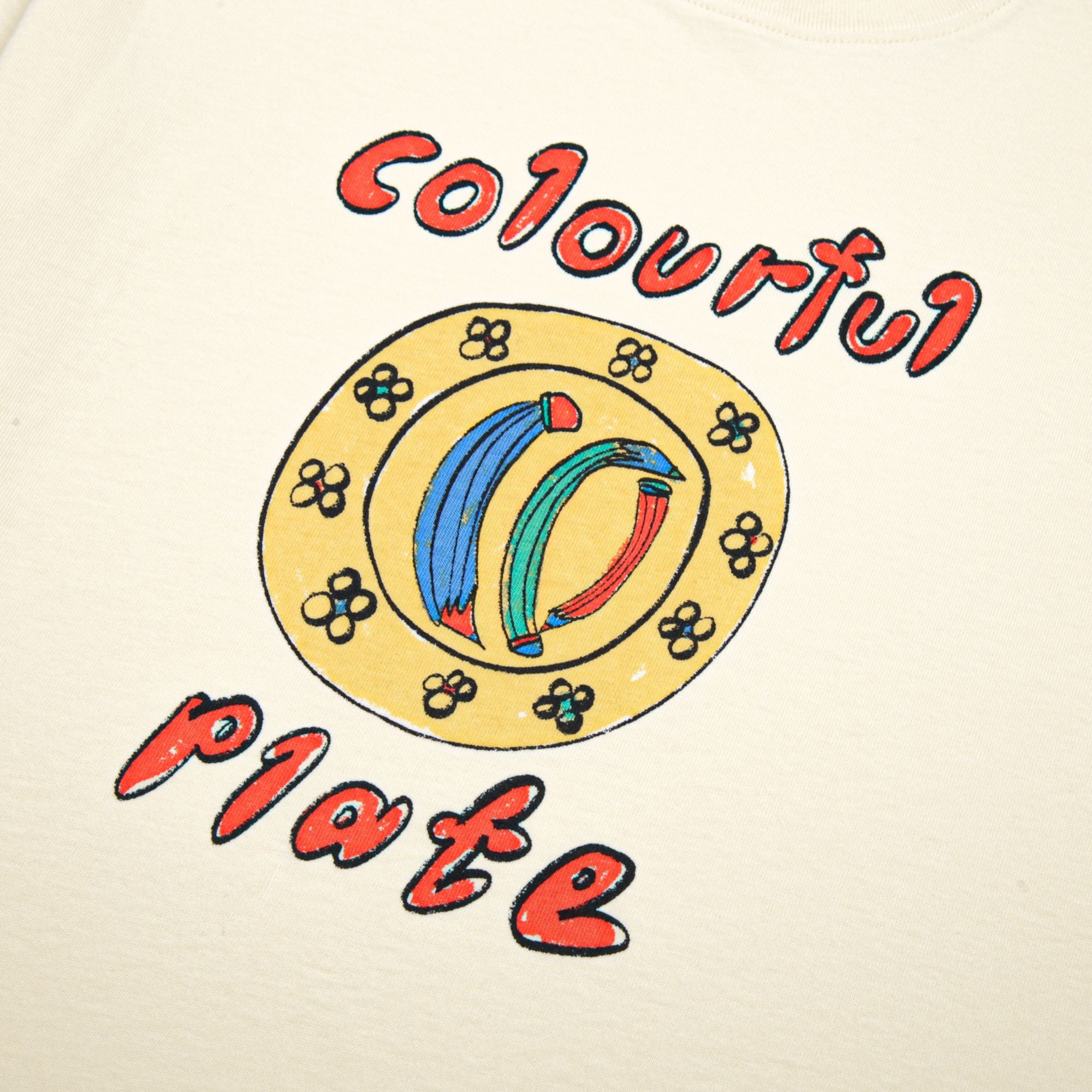 Jelly Mallow-Colorful Plate T-shirt Ivory