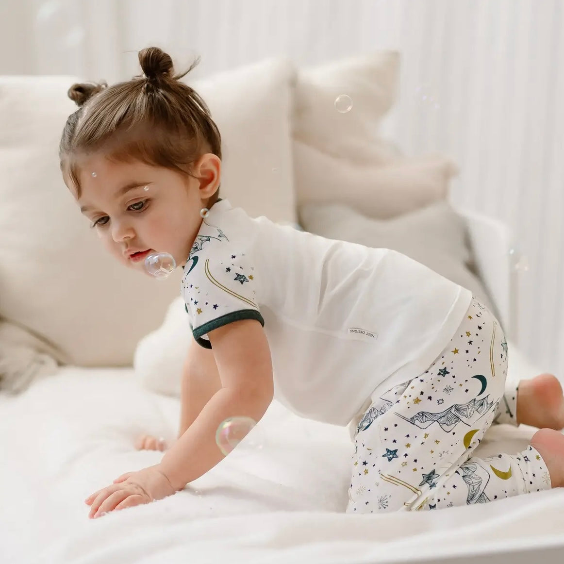 Nest Designs-Kids Short Sleeve Play Set Stars White