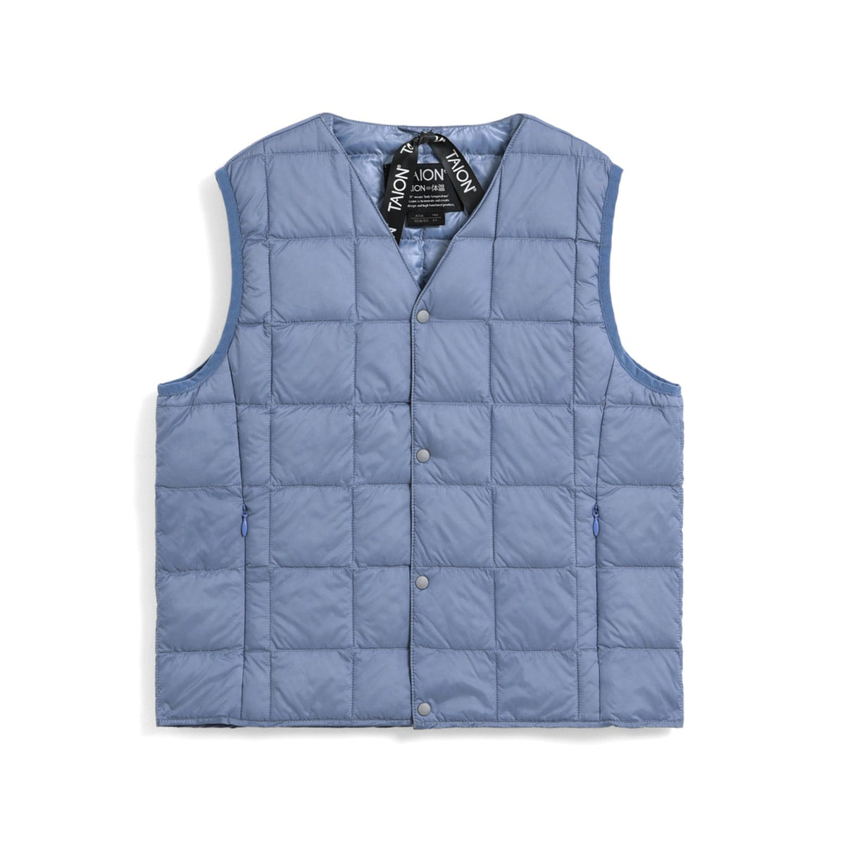 Taion-Kids V Neck Button Down Vest Stone Blue