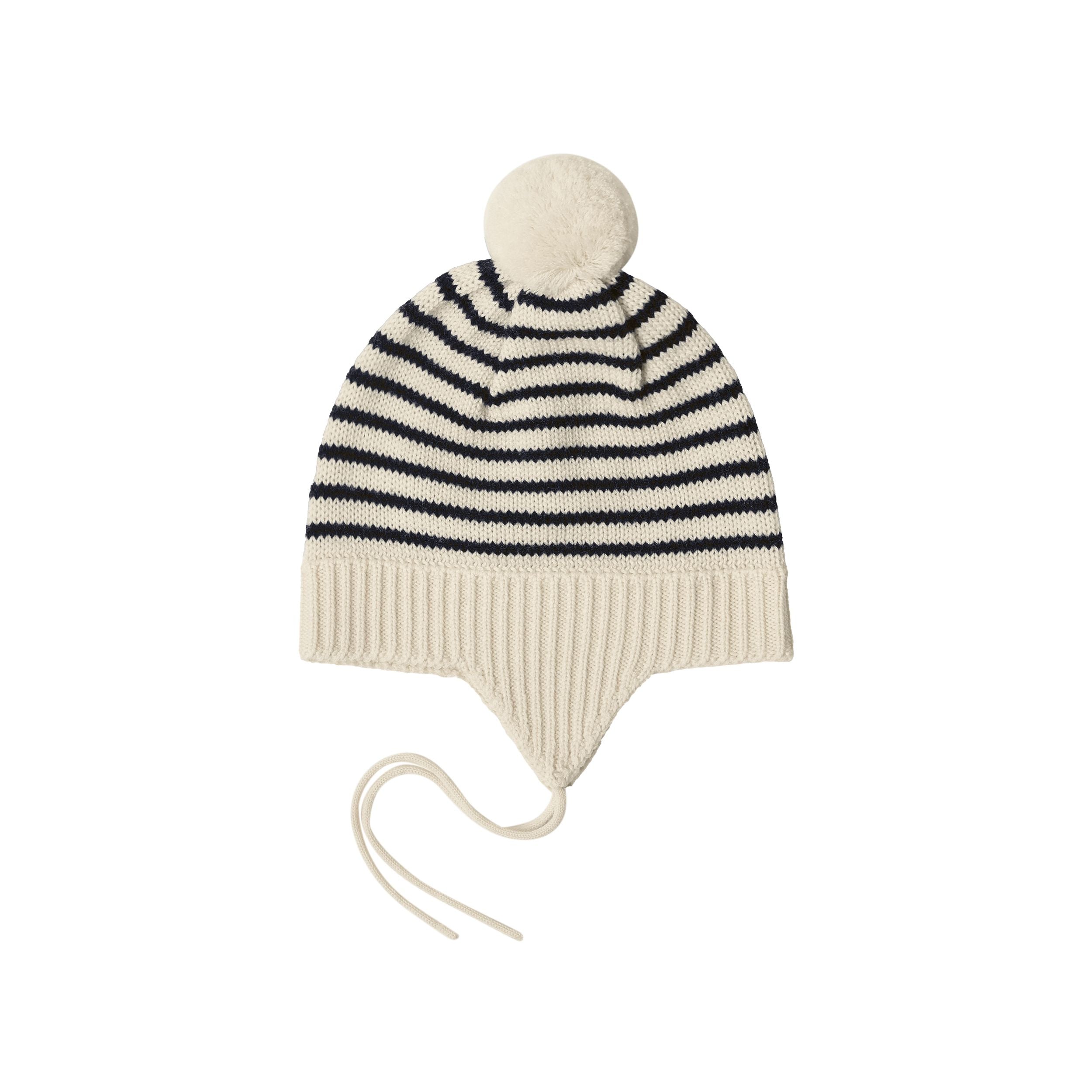 FUB-Baby Pompom Hat ecru/dark navy