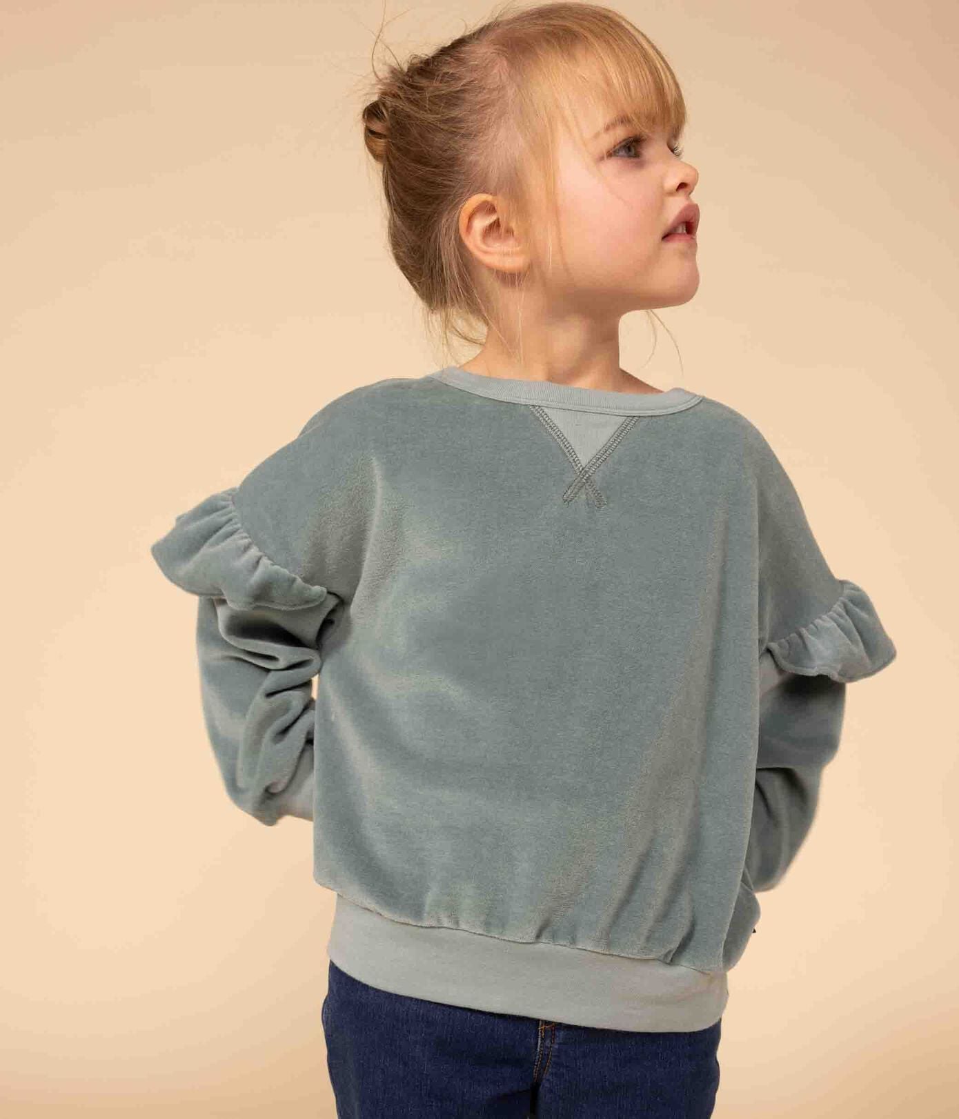 GIRLS' PLAIN TERRY VELOUR SWEATSHIRT