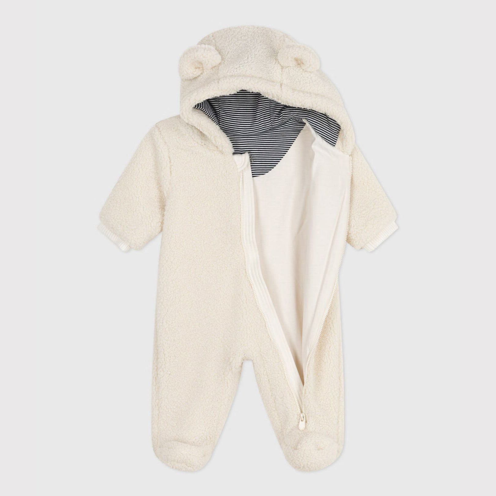 Petit Bateau-Baby sherpa snowsuit milk