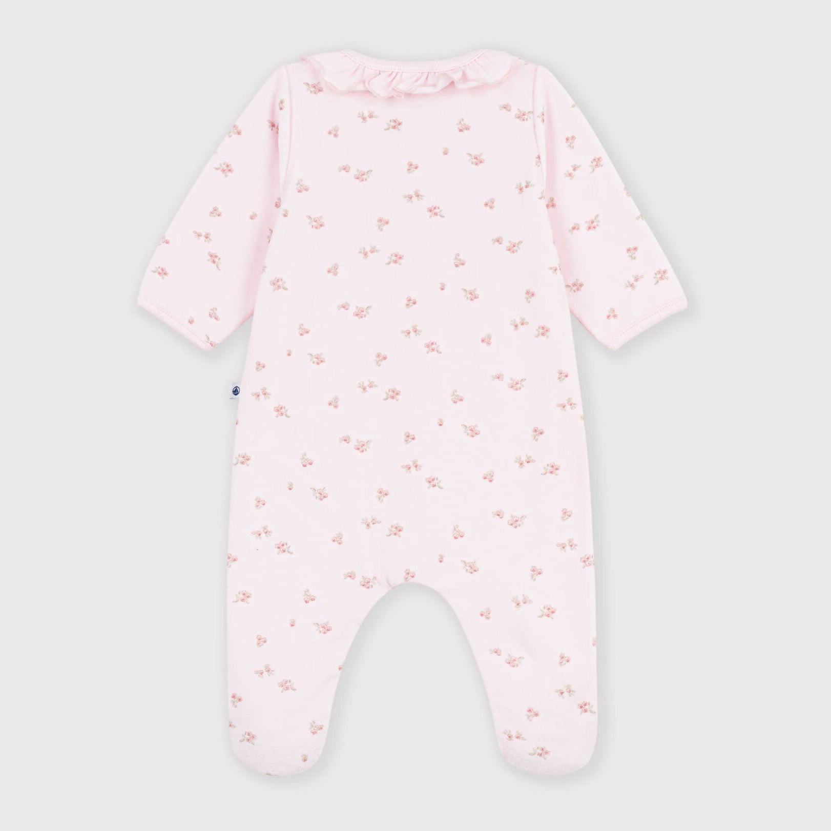 Petit Bateau-Baby Girls velour pyjama suit with a collar and floral print