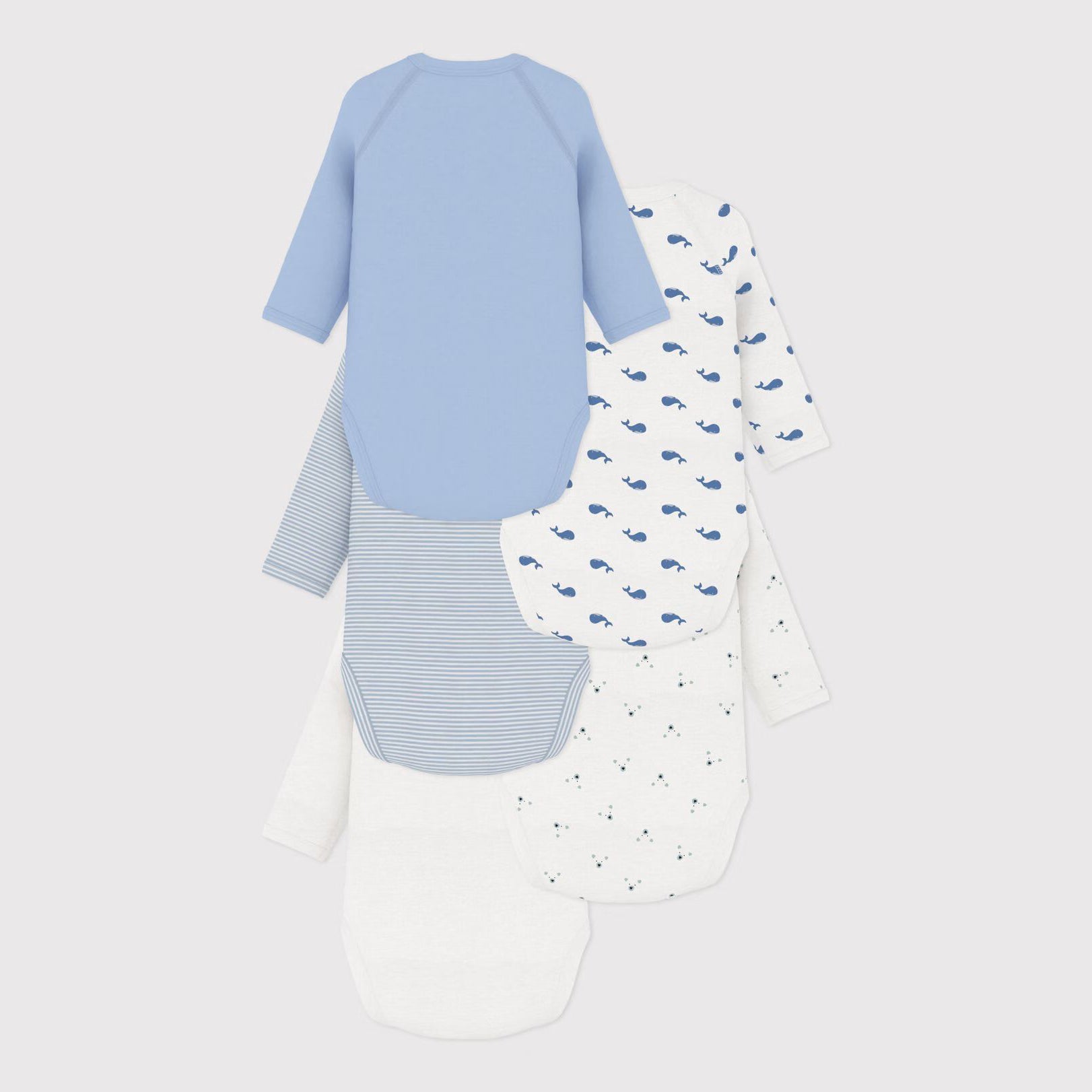 Petit Bateau-Pack of long-sleeved printed cotton wrapover bodies for babies