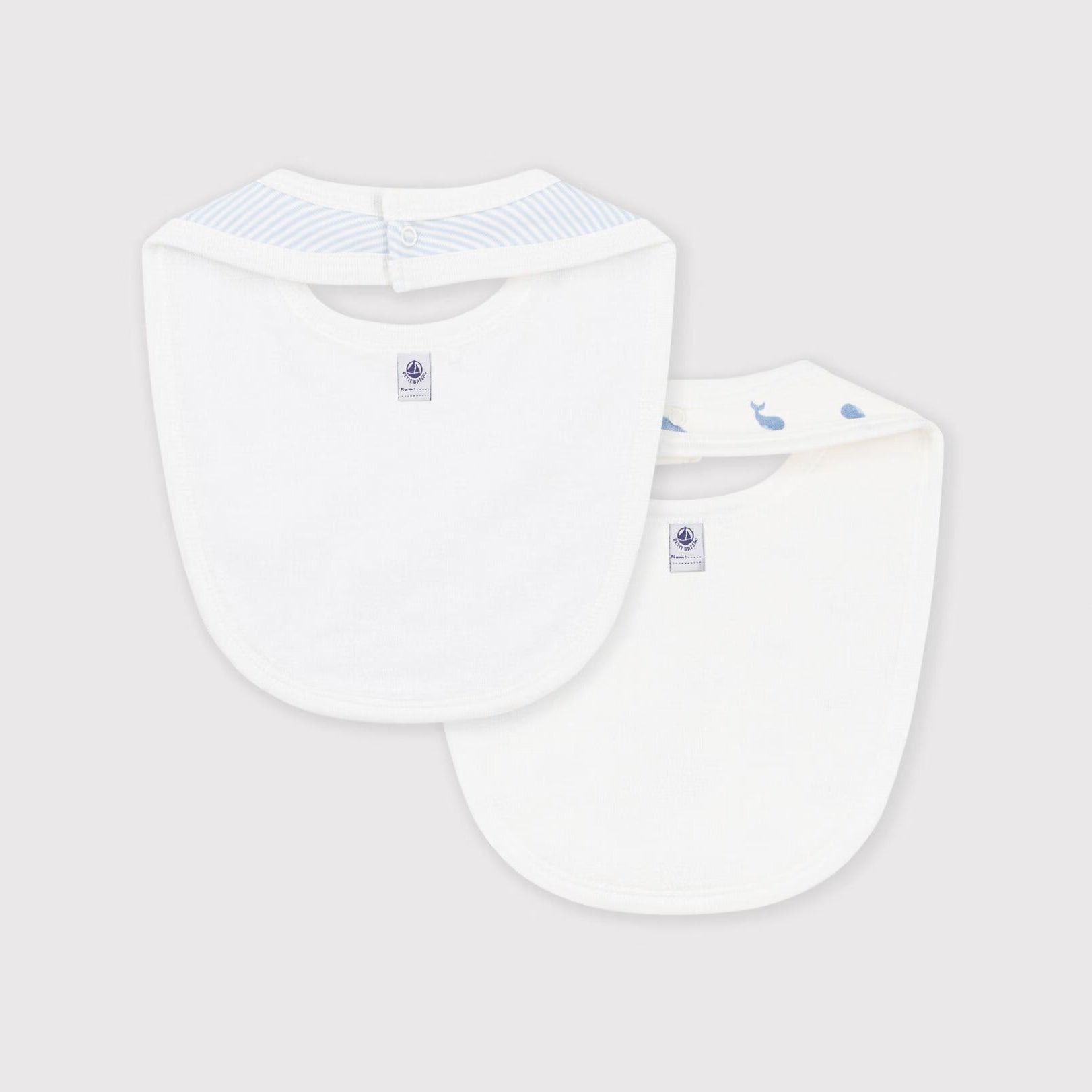 Petit Bateau-Pack of whale print cotton bibs for babies
