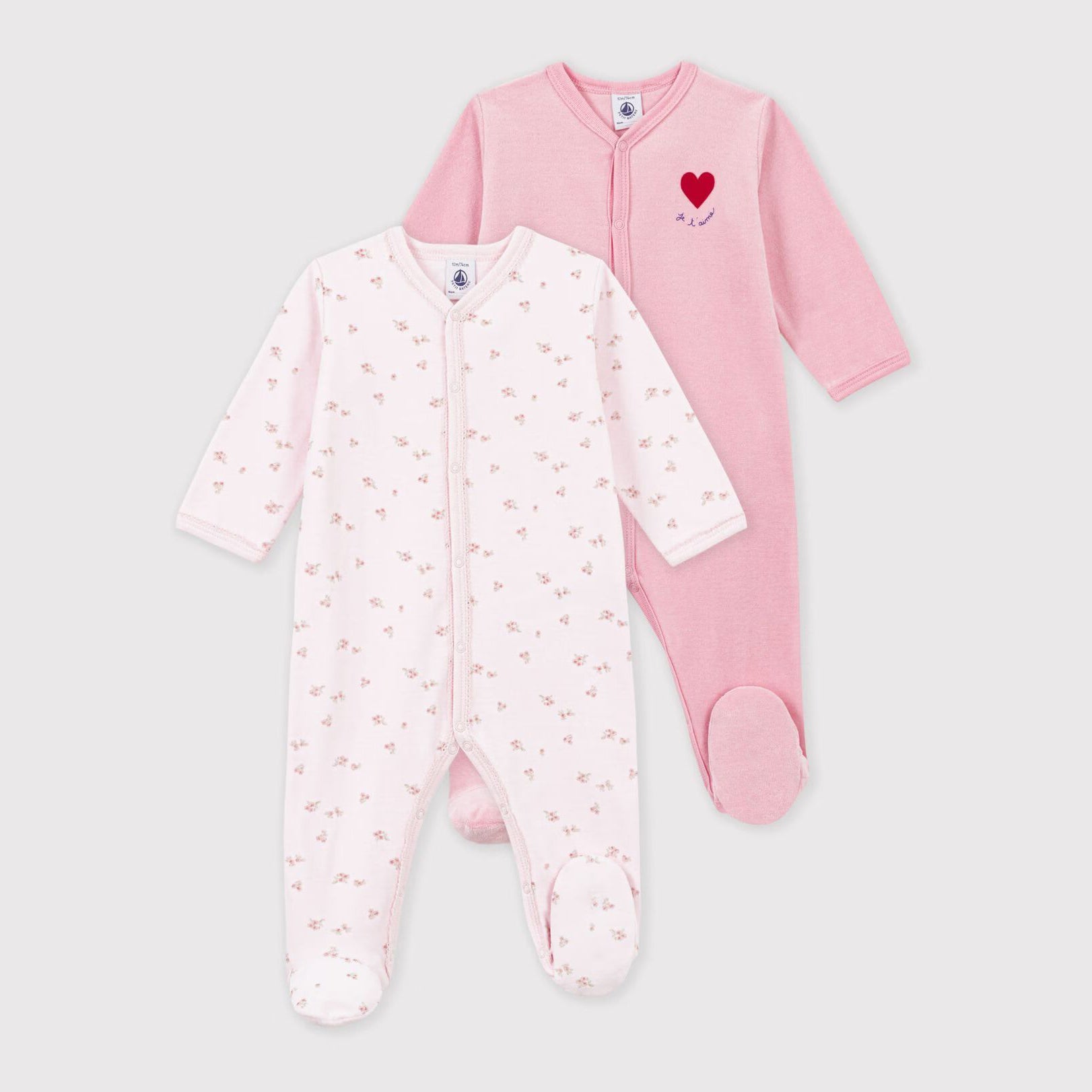 Petit Bateau-Baby Girls Pack of printed velour pyjamas for babies
