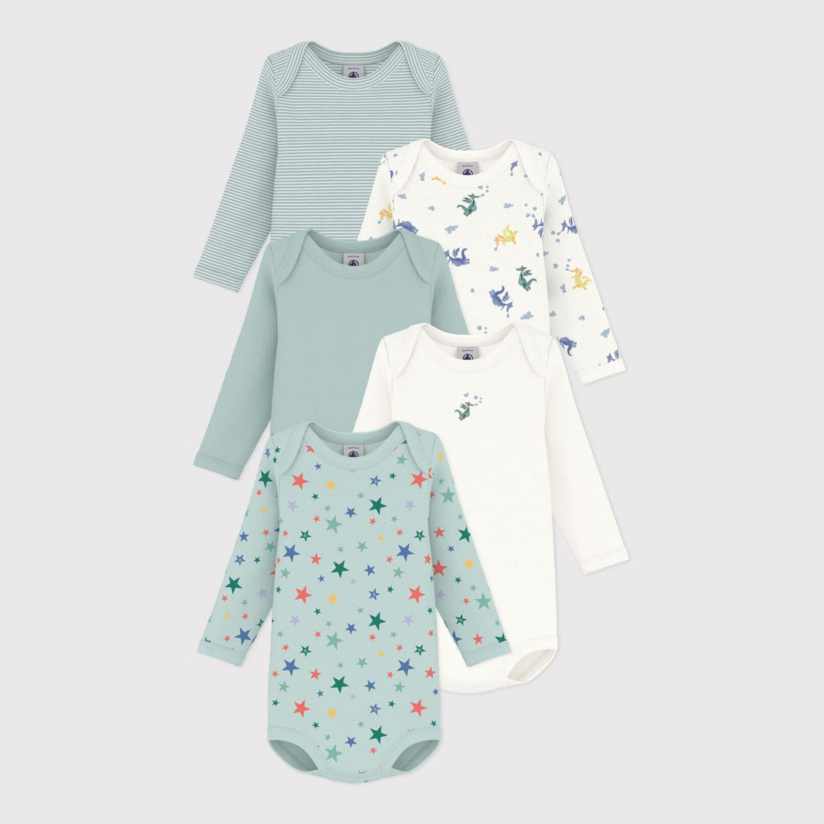 Petit Bateau-Baby 5 Bodies US ML