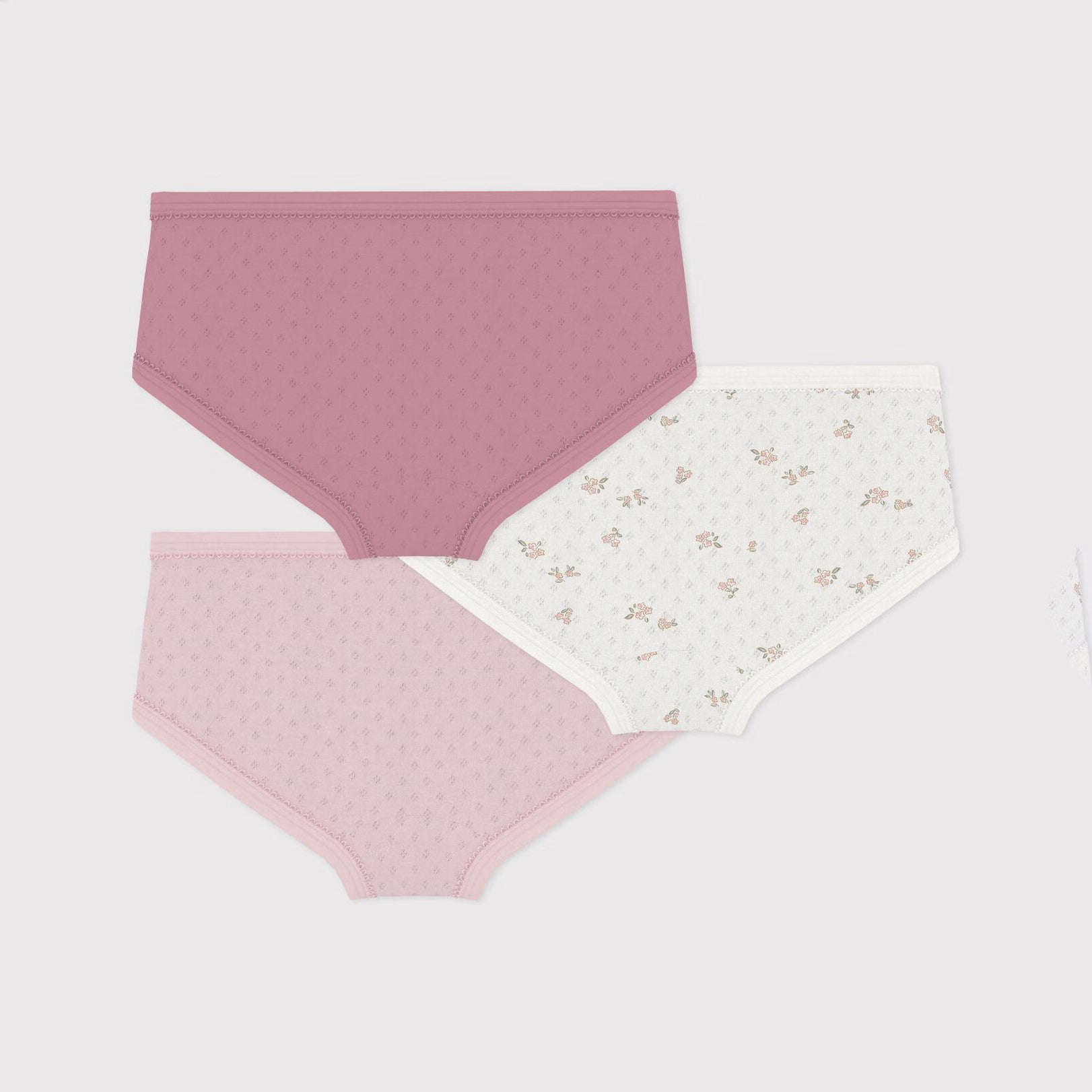Petit Bateau-girls high-waisted pants in openwork cotton