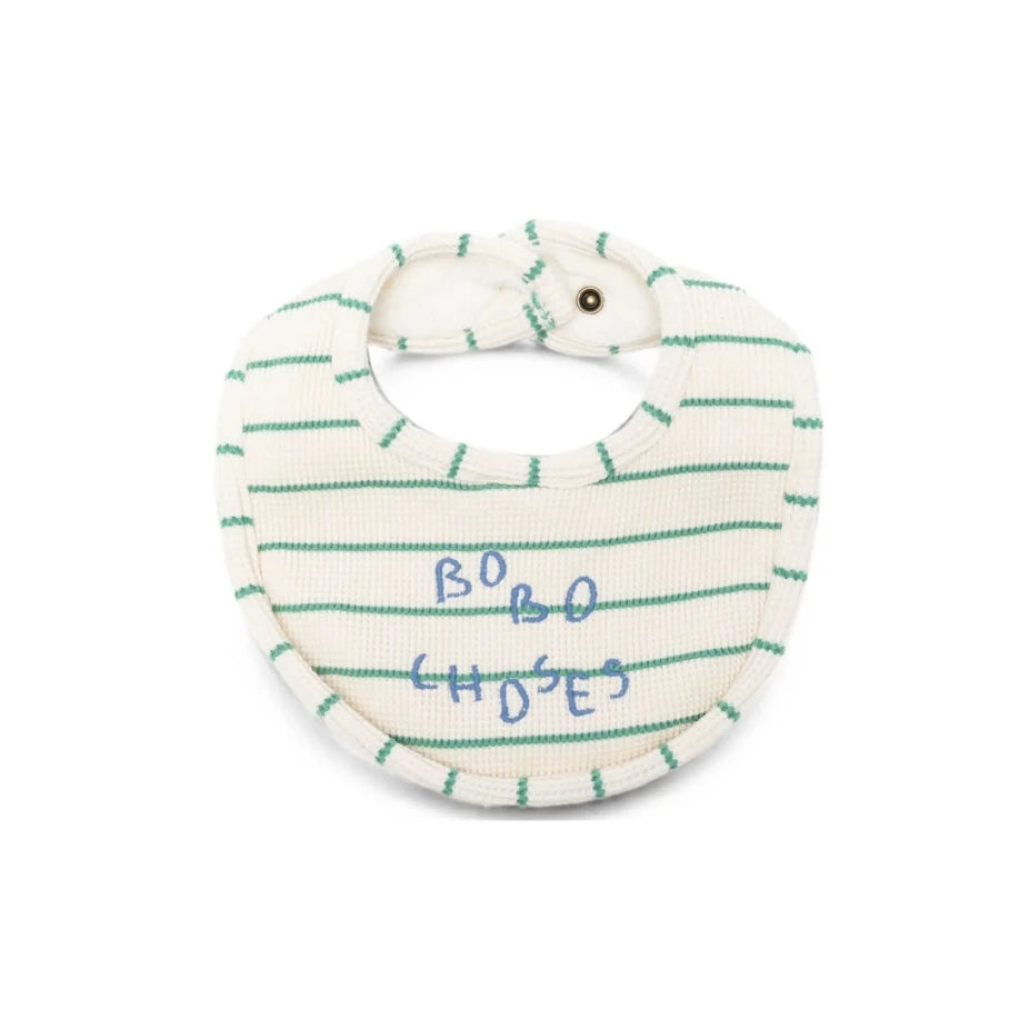 Bobo Choses-Baby Bobo Choses Bib Offwhite Green Stripes