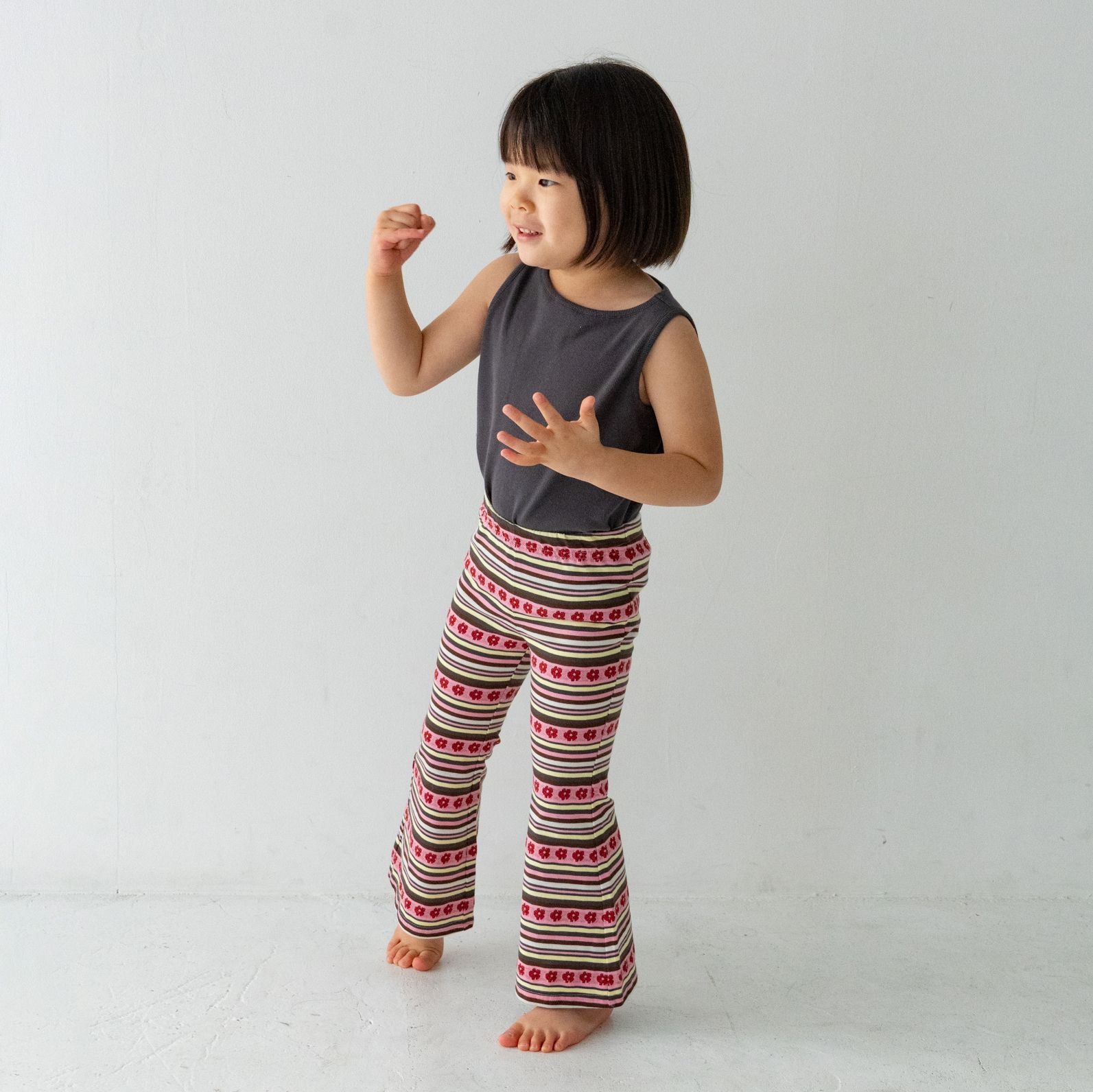 Solii + Solä - Girls Flower Flare Pants Pink-mix
