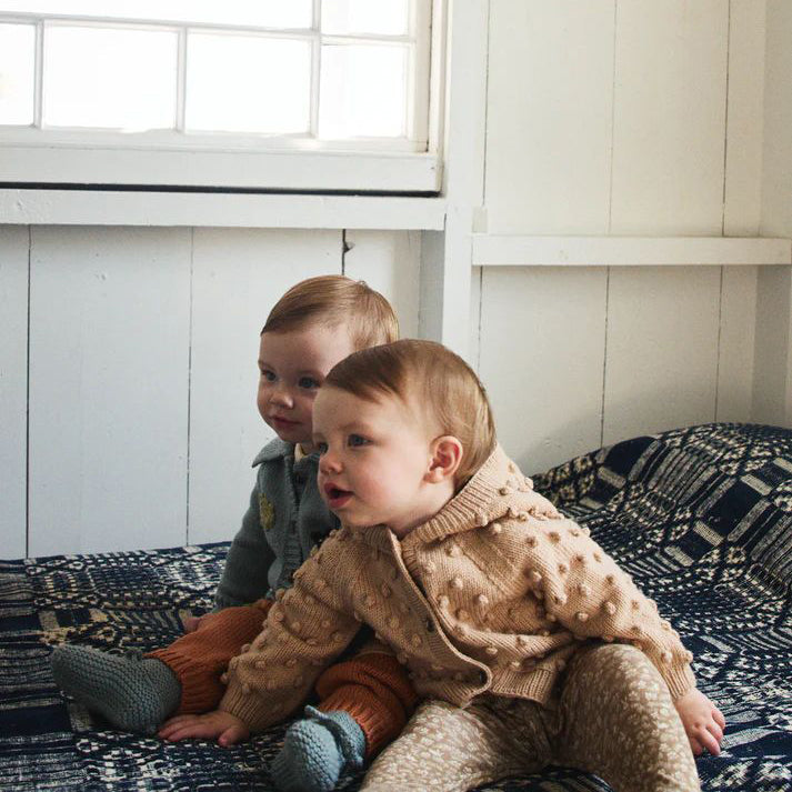 Misha & Puff-Baby Hooded Popcorn Cardigan Patina