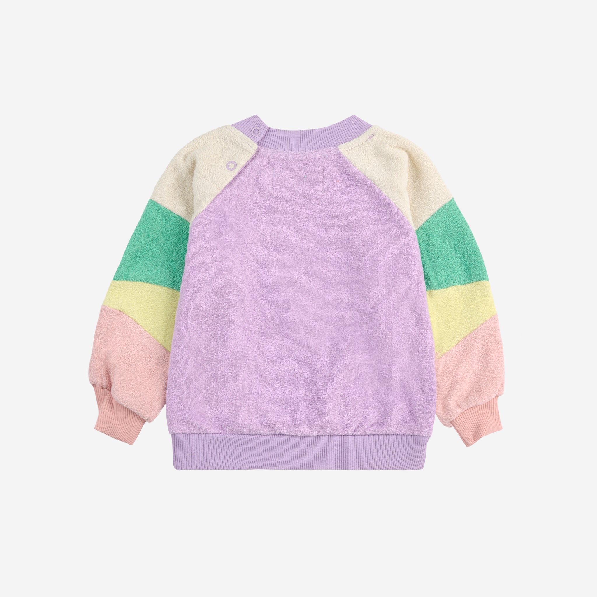 Bobo Choses-Baby Girls Lila Color Block Terry Cloth Sweatshirt