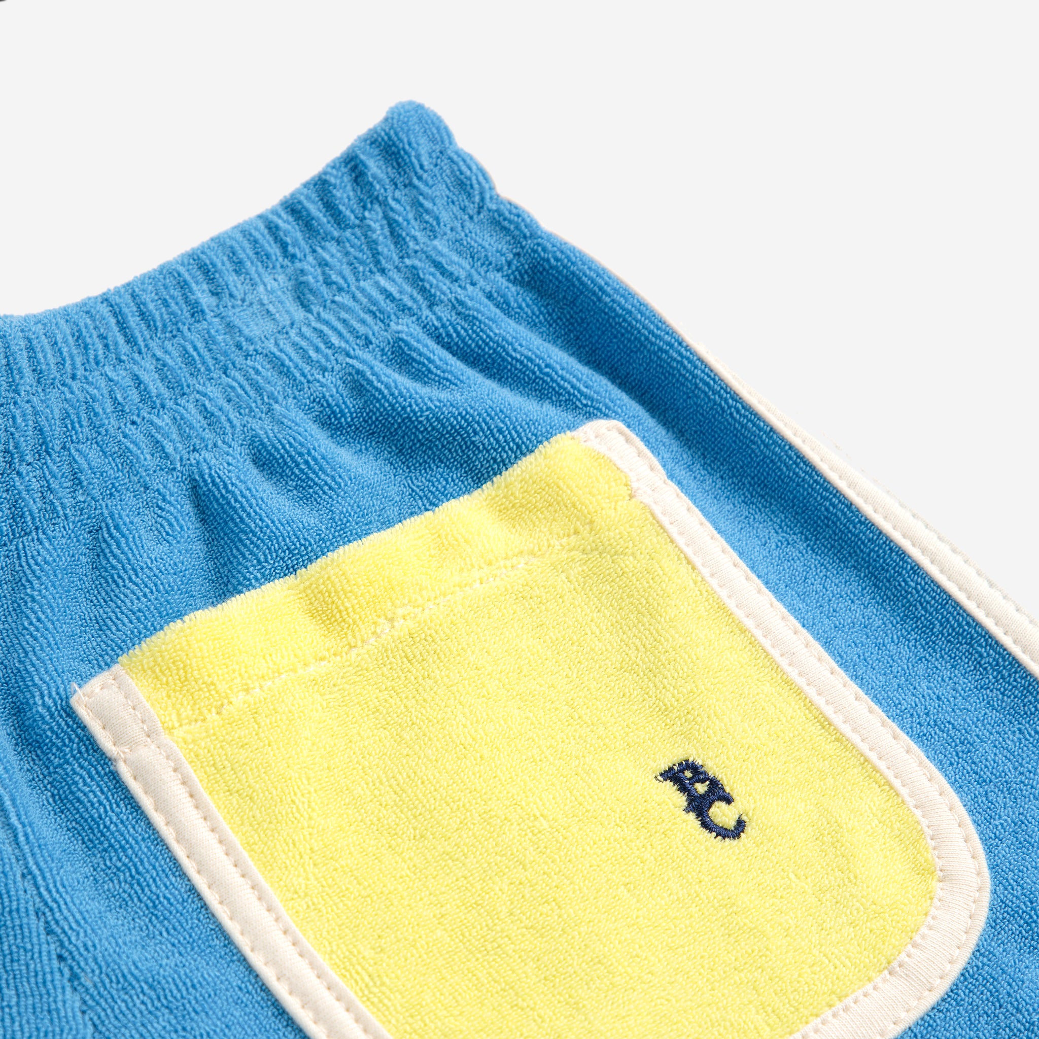 Bobo Choses-Blue Color Block Terry Cloth Shorts